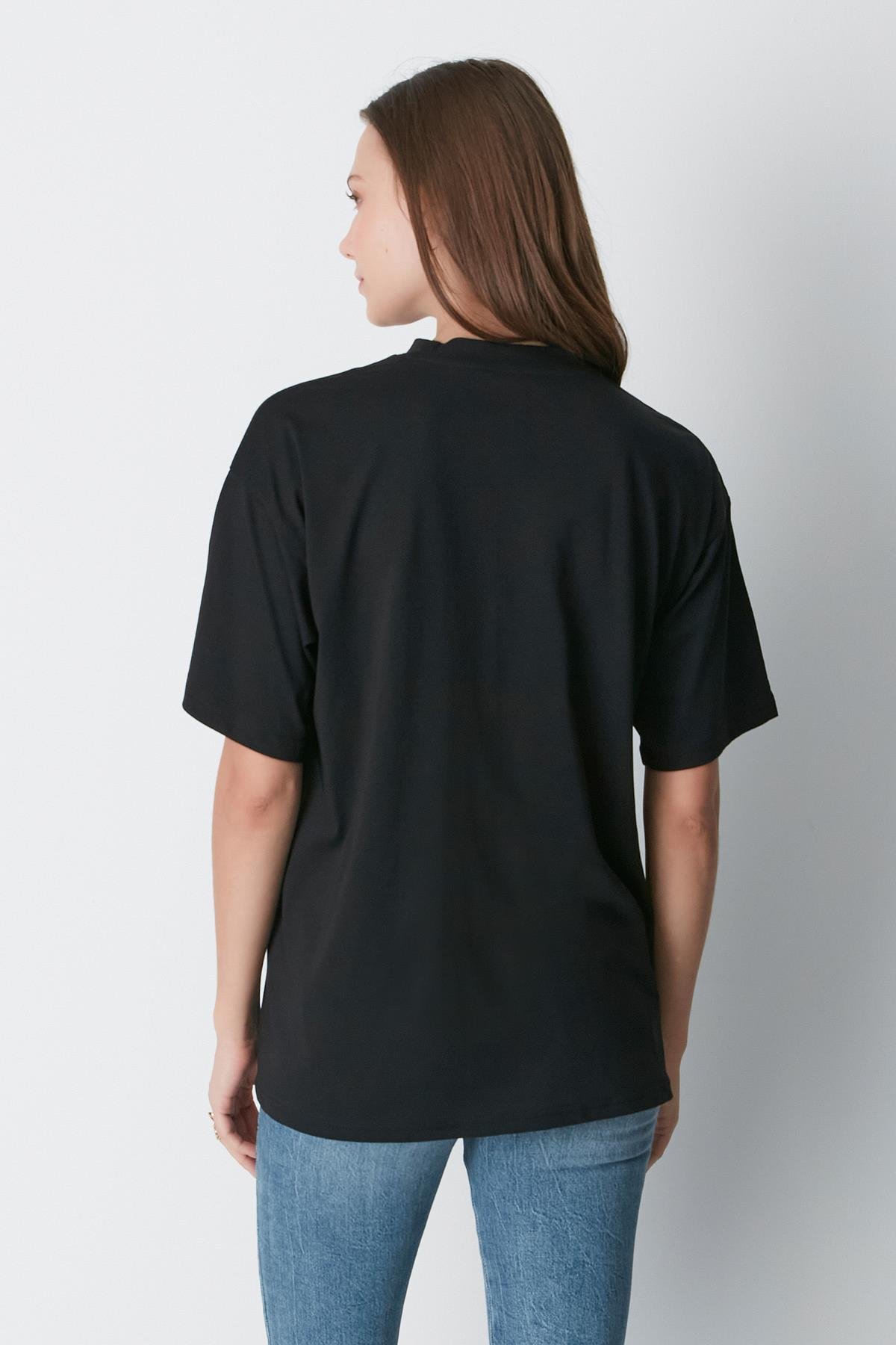 Bisiklet Yaka Kısa Kol 2'li Casual Basic T-Shirt 961 Siyah/Beyaz