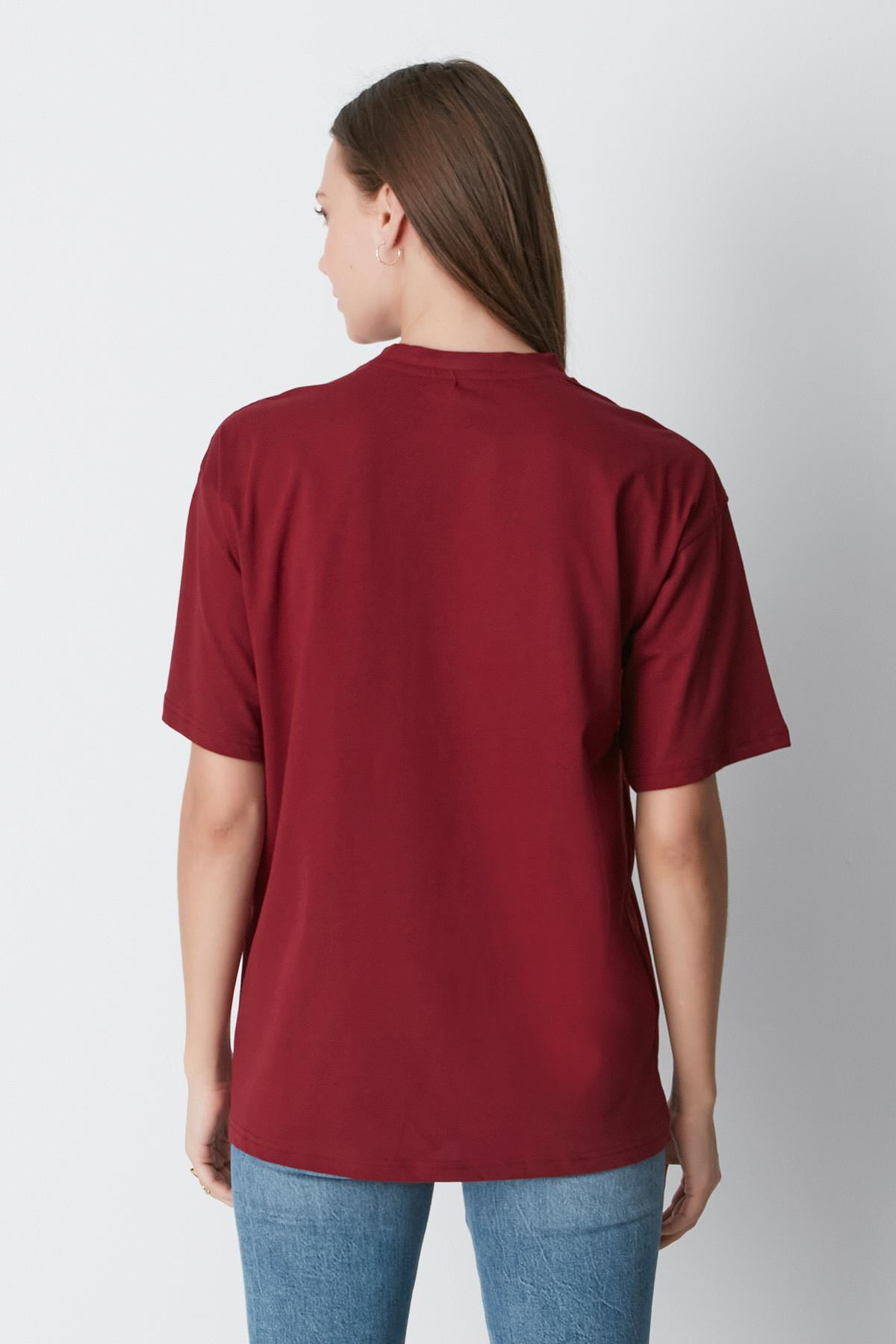 Bisiklet Yaka Kısa Kol 2'li Casual Basic T-Shirt 961 Bordo/Bej