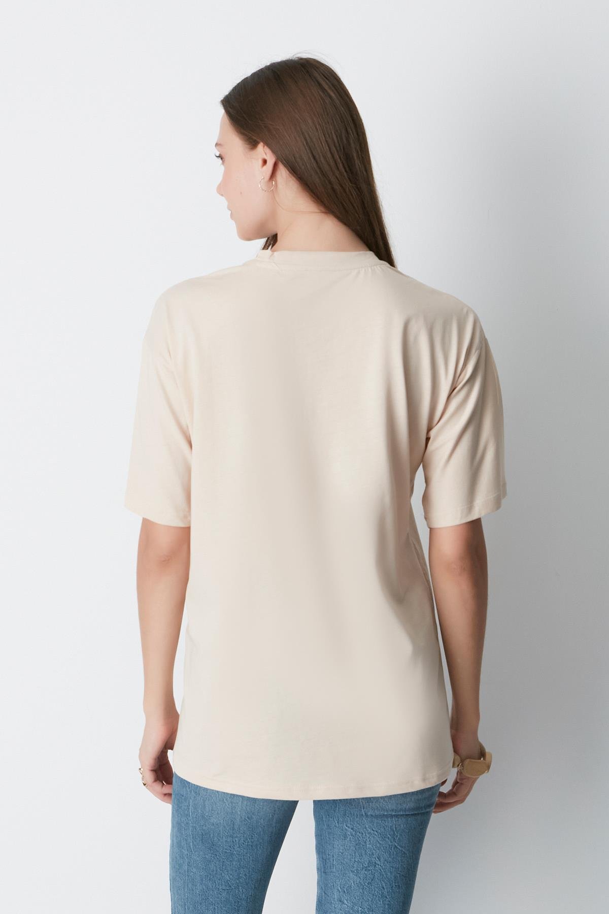 Bisiklet Yaka Kısa Kol 2'li Casual Basic T-Shirt 961 Bordo/Bej