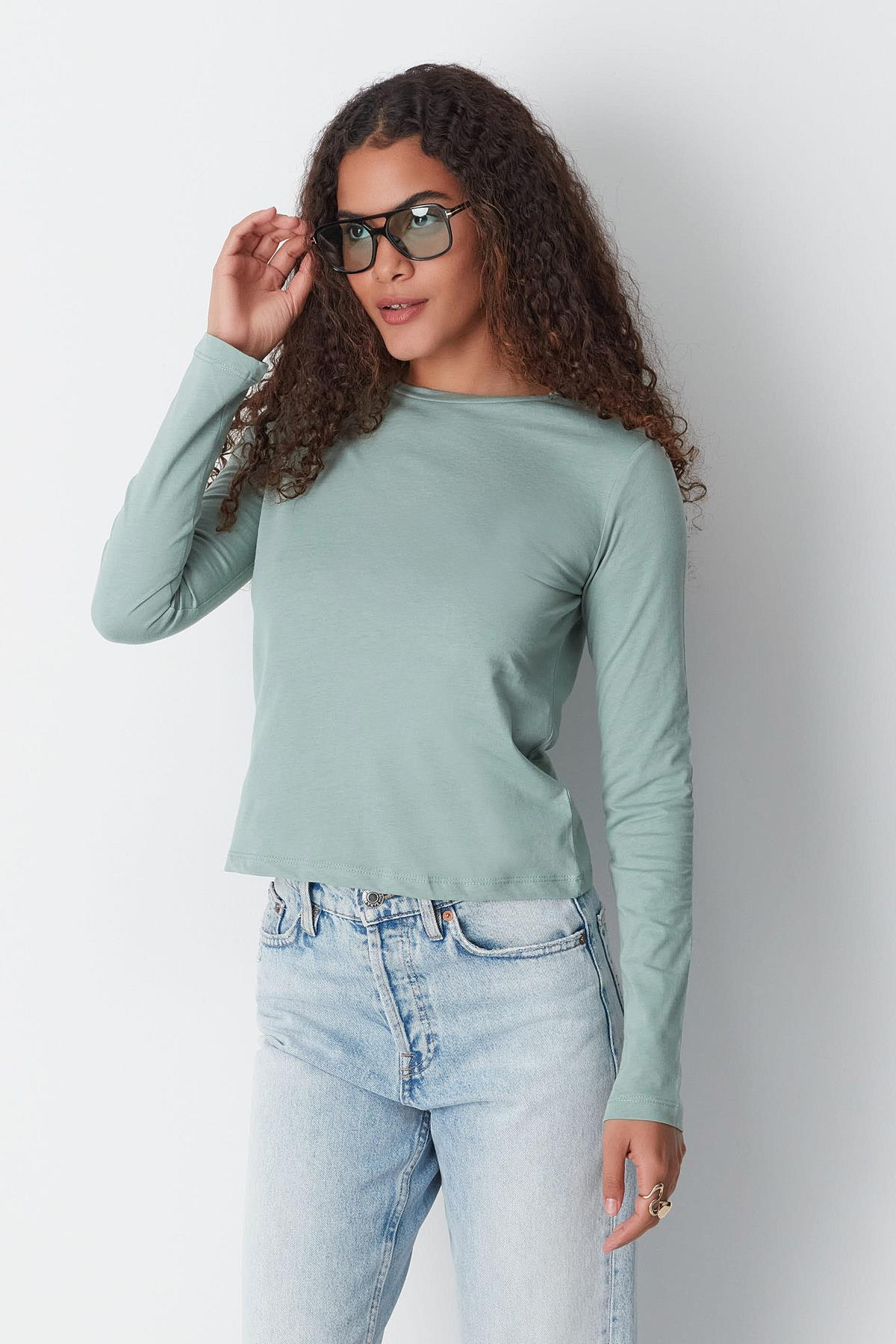 Bisiklet Yaka Uzun Kol 2'li Basic T-Shirt 955 Çağla/Gül Kurusu