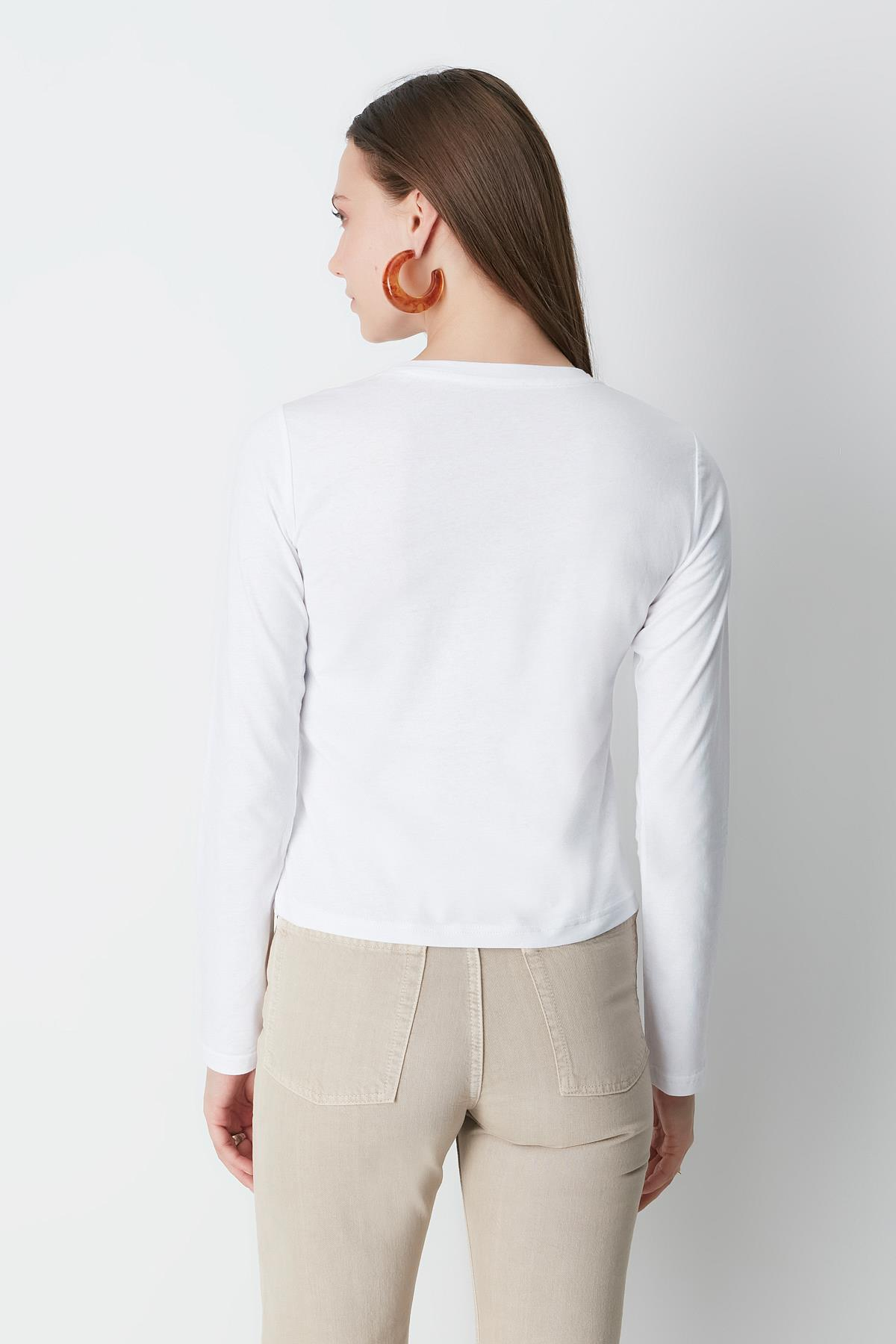 Bisiklet Yaka Uzun Kol 2'li Basic T-Shirt 955 Siyah/Beyaz