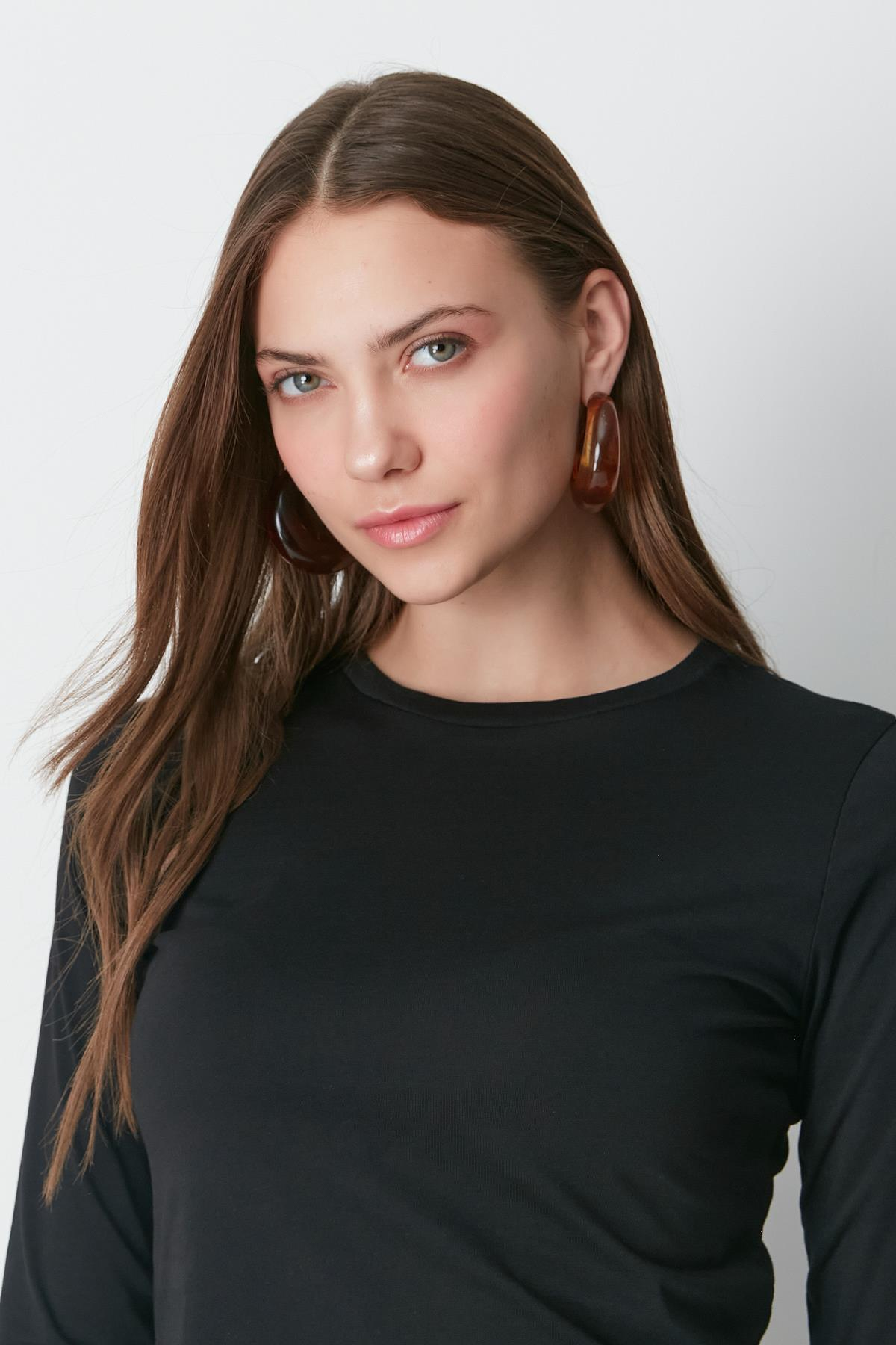 Bisiklet Yaka Uzun Kol 2'li Basic T-Shirt 955 Siyah