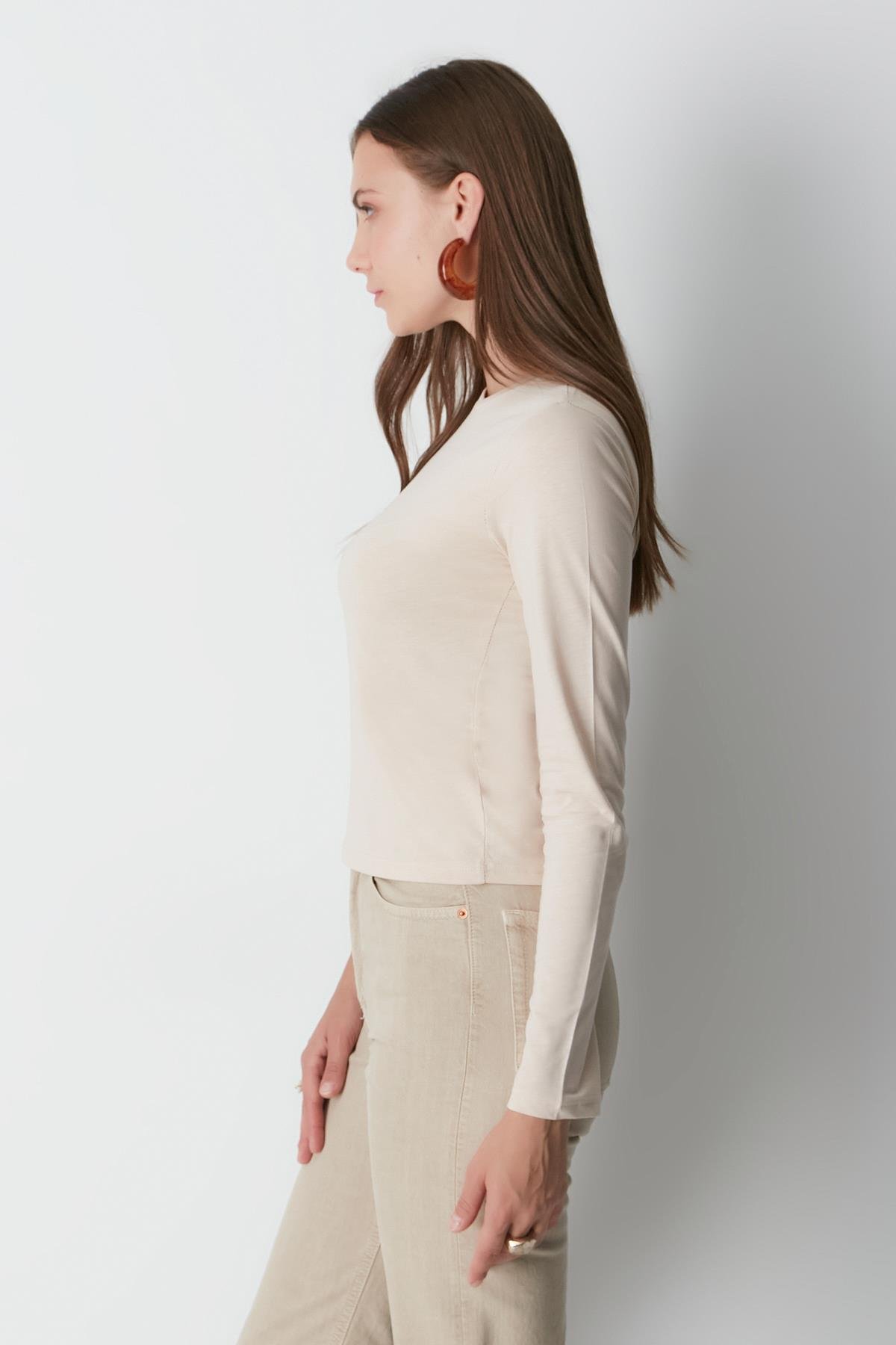 Bisiklet Yaka Uzun Kol 2'li Basic T-Shirt 955 Bej/Kahverengi