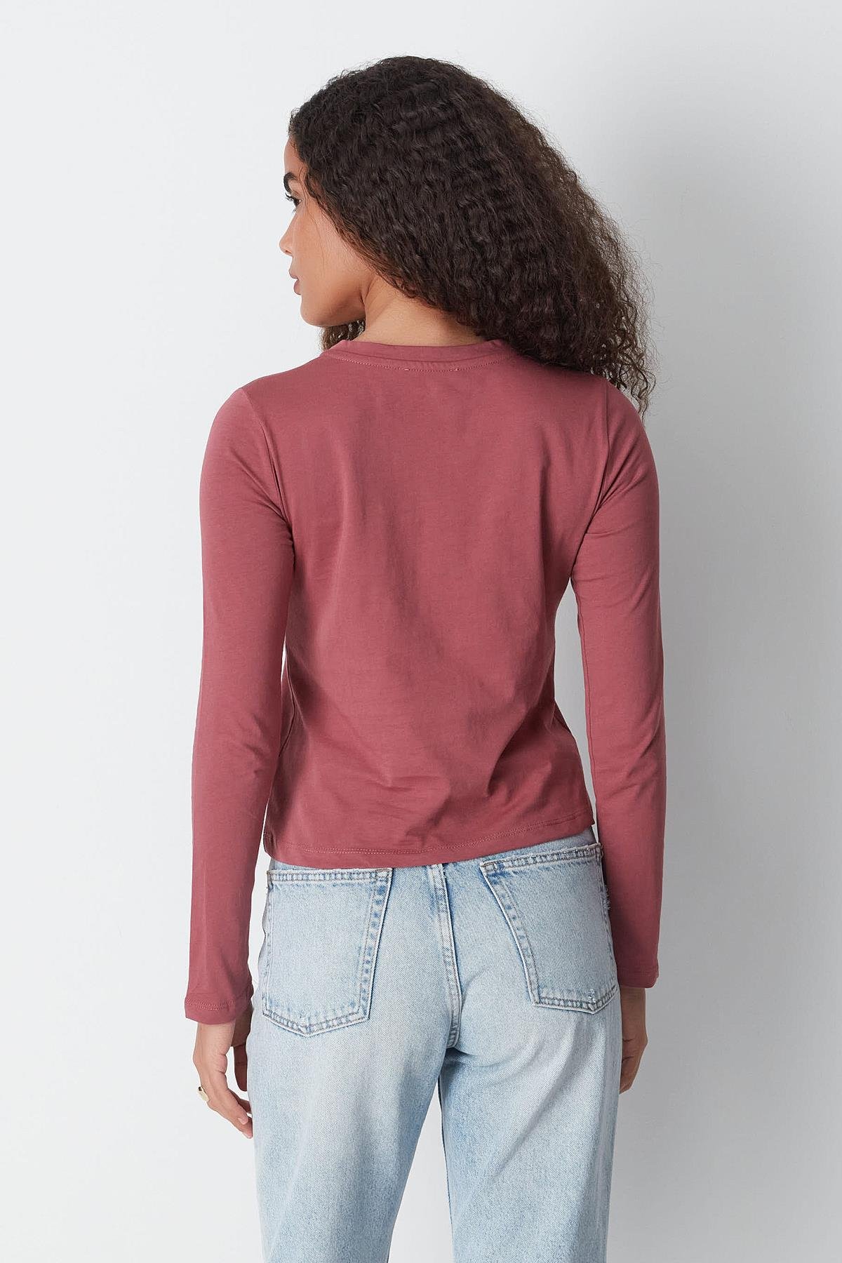 Bisiklet Yaka Uzun Kol 2'li Basic T-Shirt 955 Çağla/Gül Kurusu