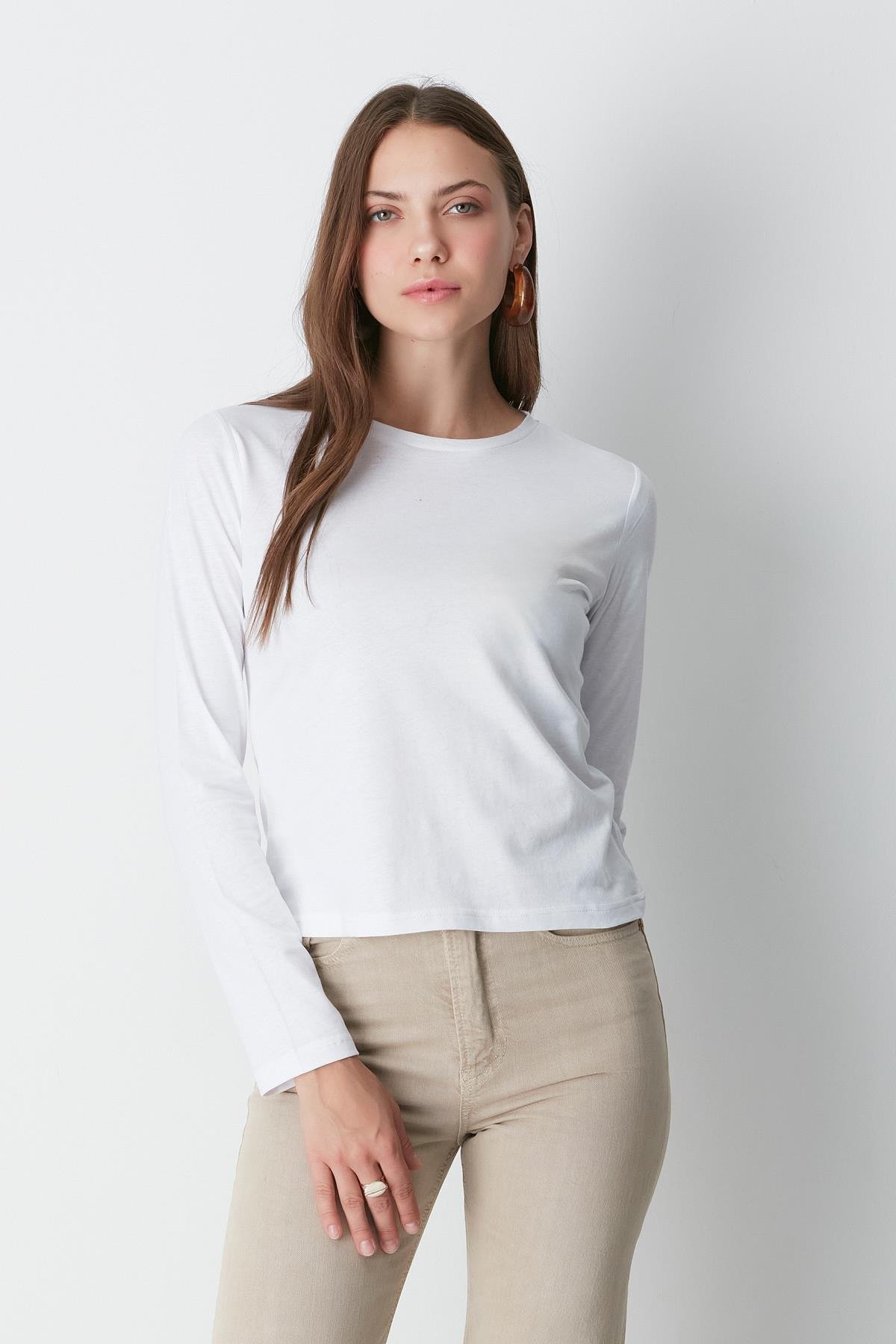 Bisiklet Yaka Uzun Kol 2'li Basic T-Shirt 955 Siyah/Beyaz