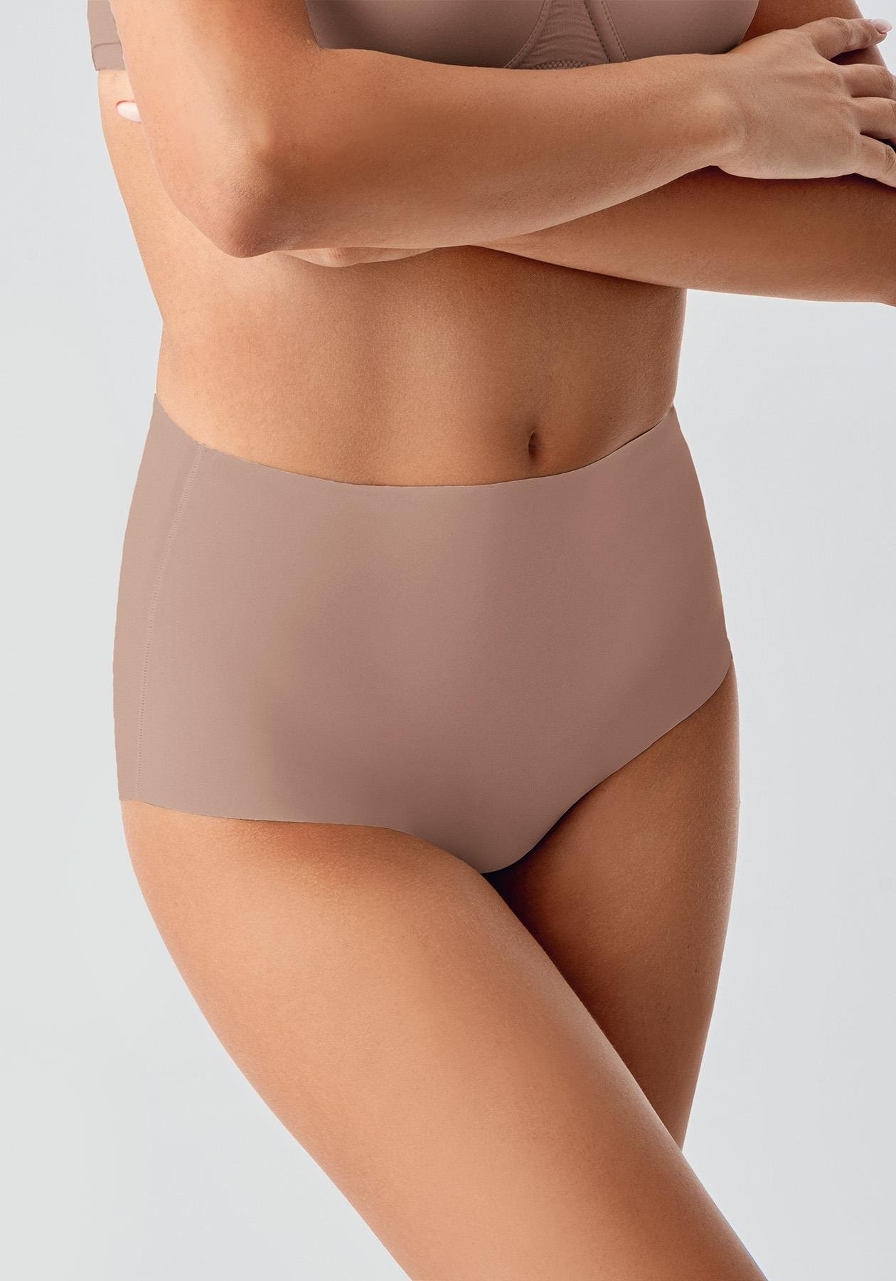 Büyük Beden Kaymaz Yüksek Bel Lazer Külot C19201 Cappucino