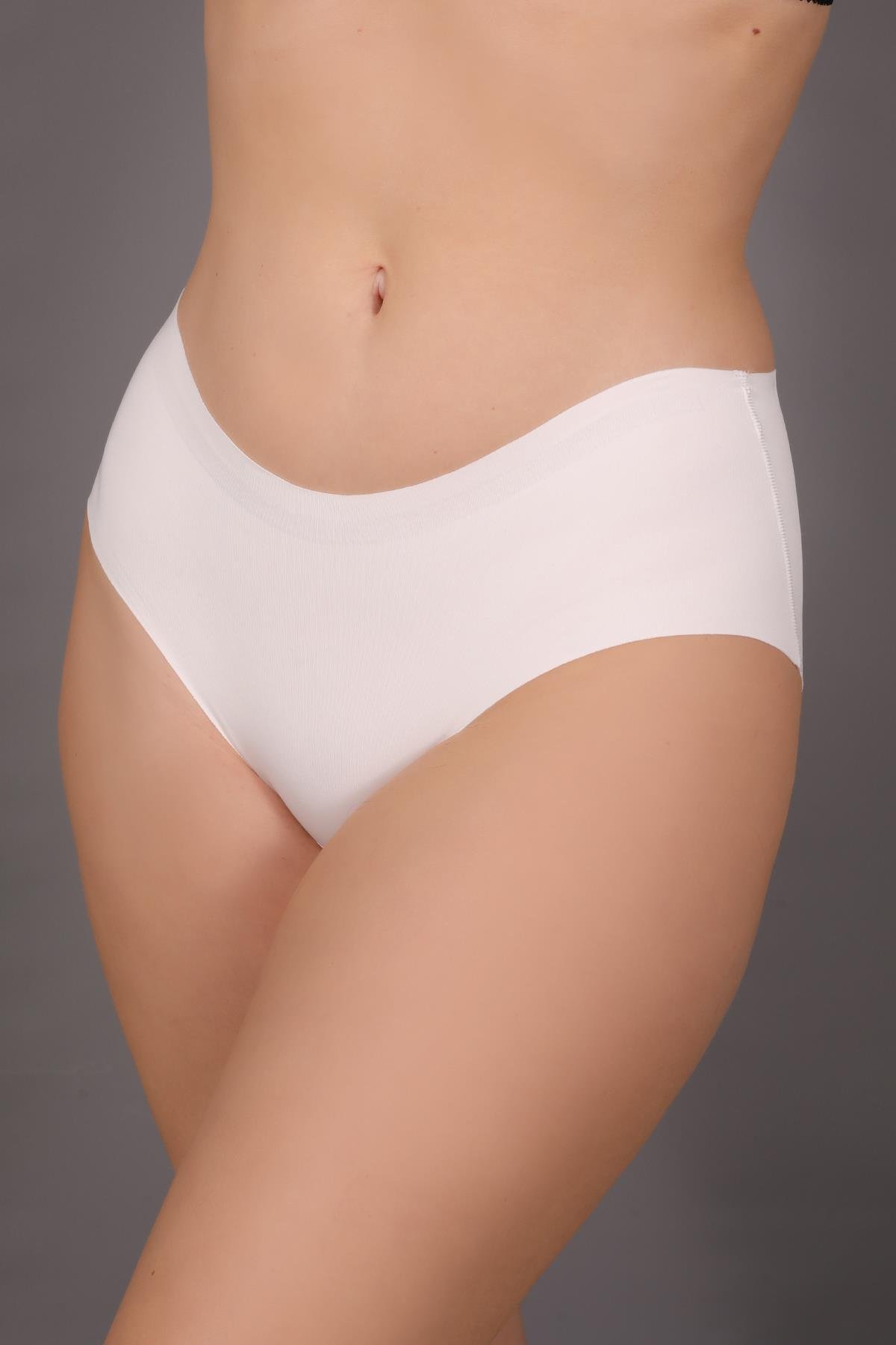 Büyük Beden Kaymaz Yüksek Bel Lazer Külot C19202 Ekru