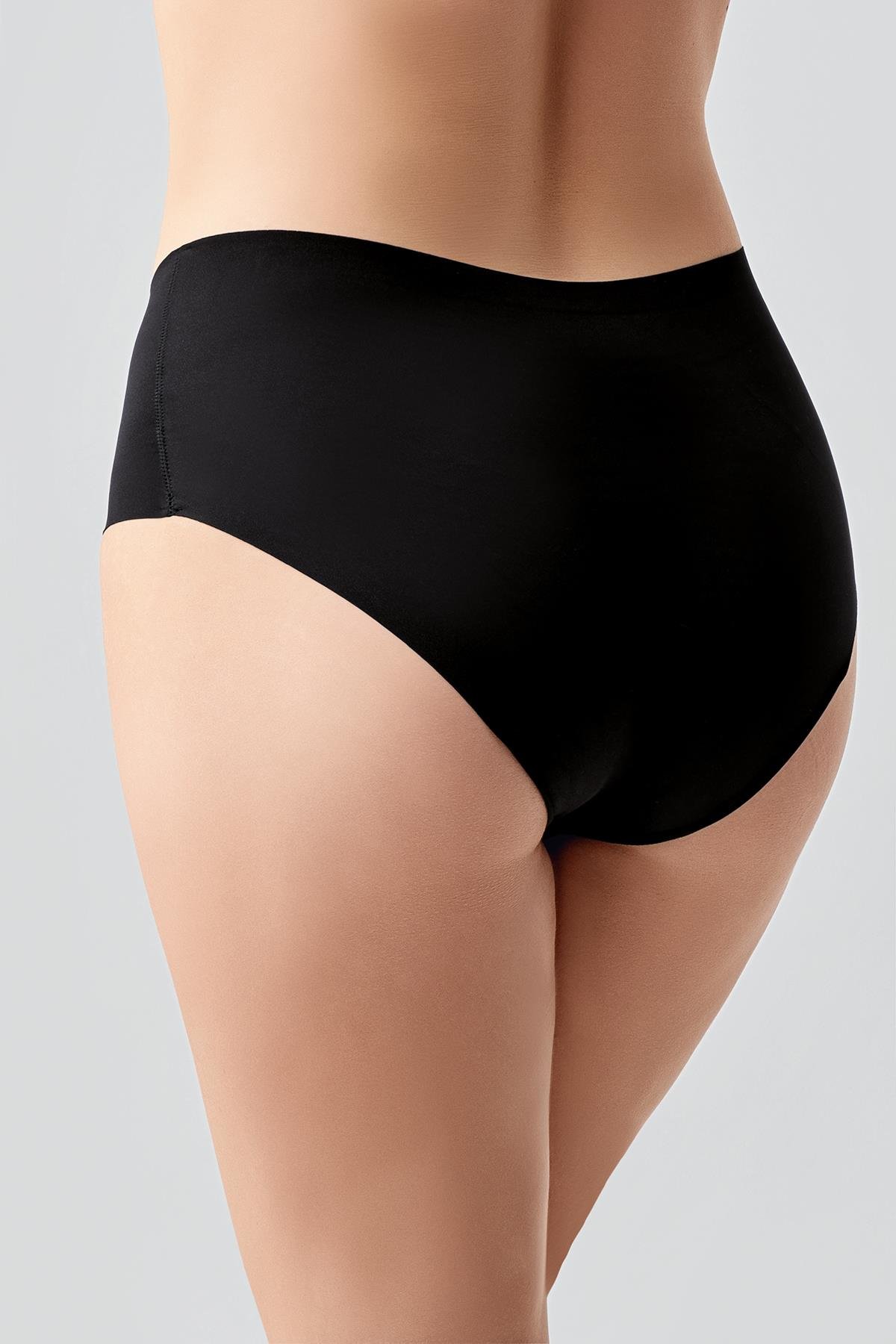 Büyük Beden Kaymaz Yüksek Bel Lazer Külot C19202 Siyah