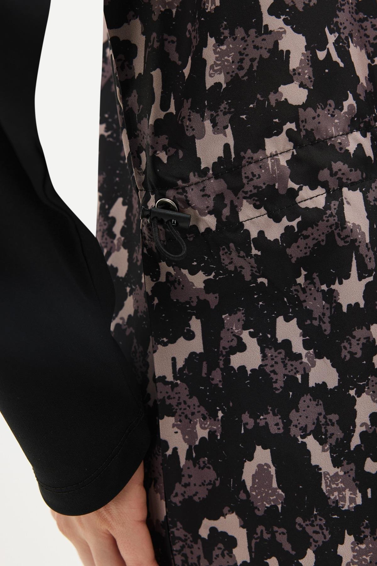 Büyük Beden Paraşüt Kumaş Fermuarlı 4'lü Tesettür Mayo 1403 Siyah