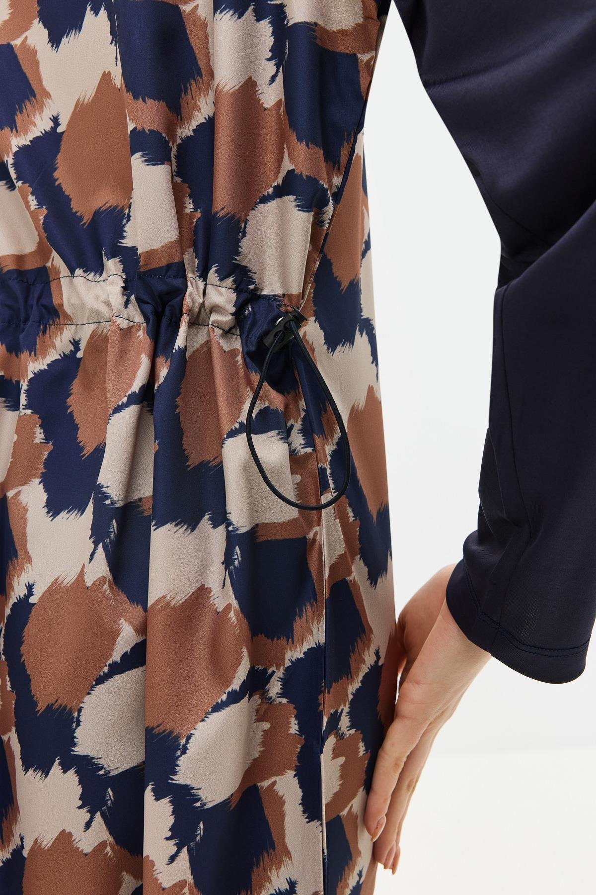 Büyük Beden Paraşüt Kumaş Fermuarlı 4'lü Tesettür Mayo 1403 Koyu Lacivert