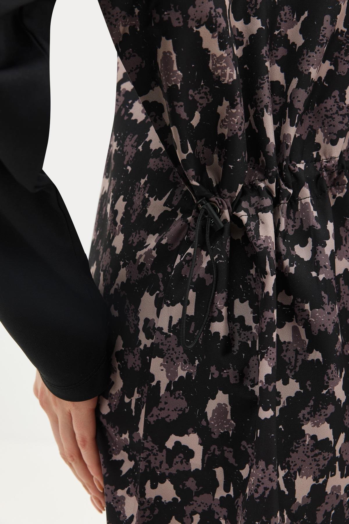 Büyük Beden Paraşüt Kumaş Fermuarlı 4'lü Tesettür Mayo 1403 Siyah