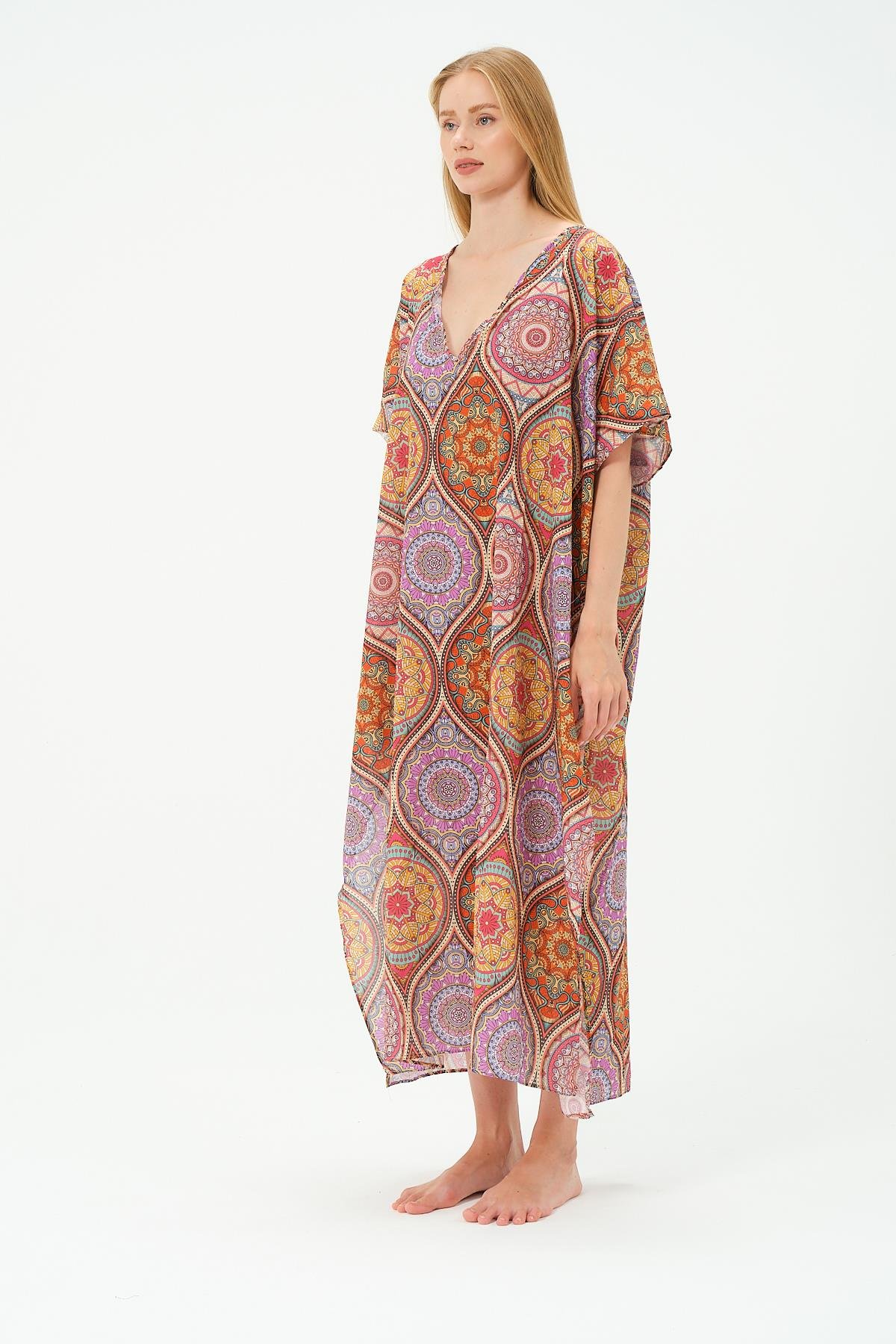 Büyük Beden Pareo Plaj Elbisesi 22330 Turuncu