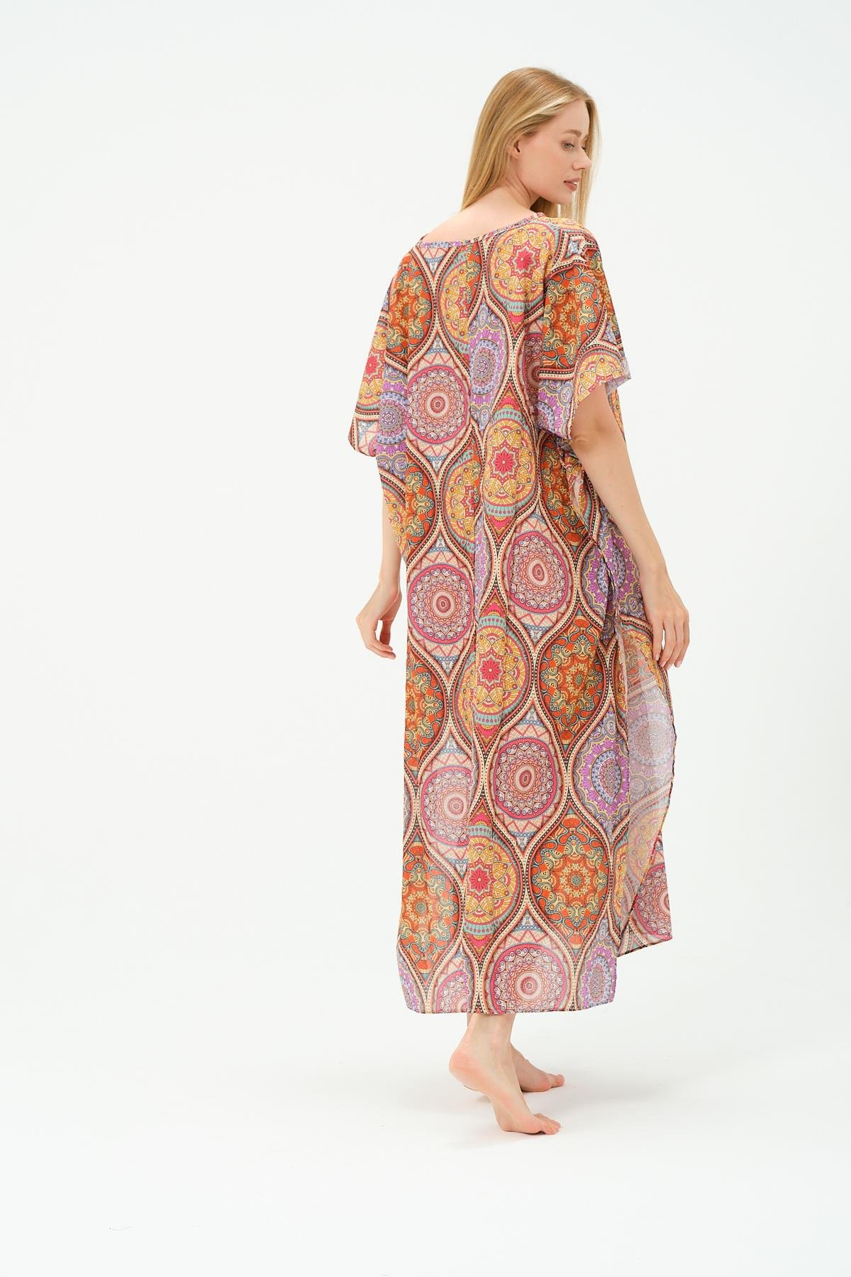 Büyük Beden Pareo Plaj Elbisesi 22330 Turuncu