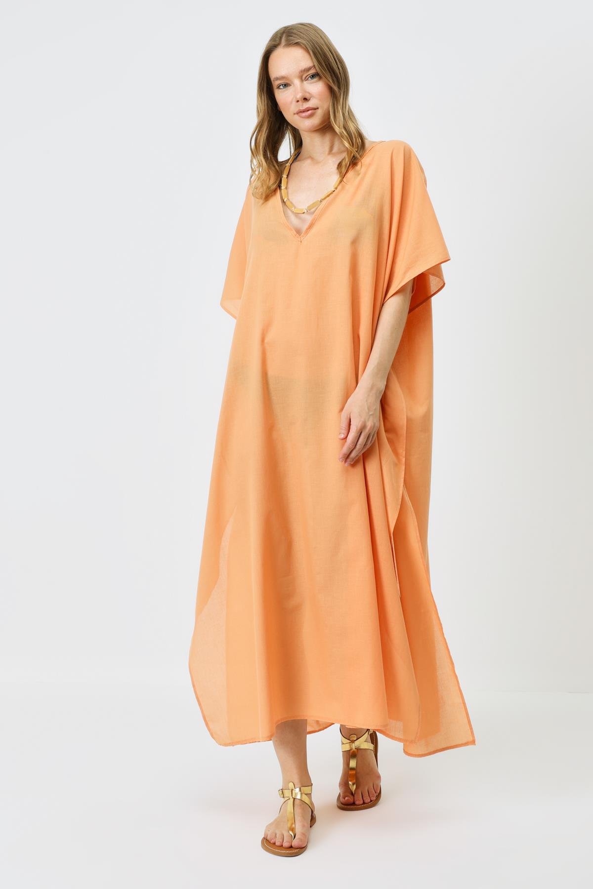 Büyük Beden Pareo Plaj Elbisesi 22330 Kavun İçi