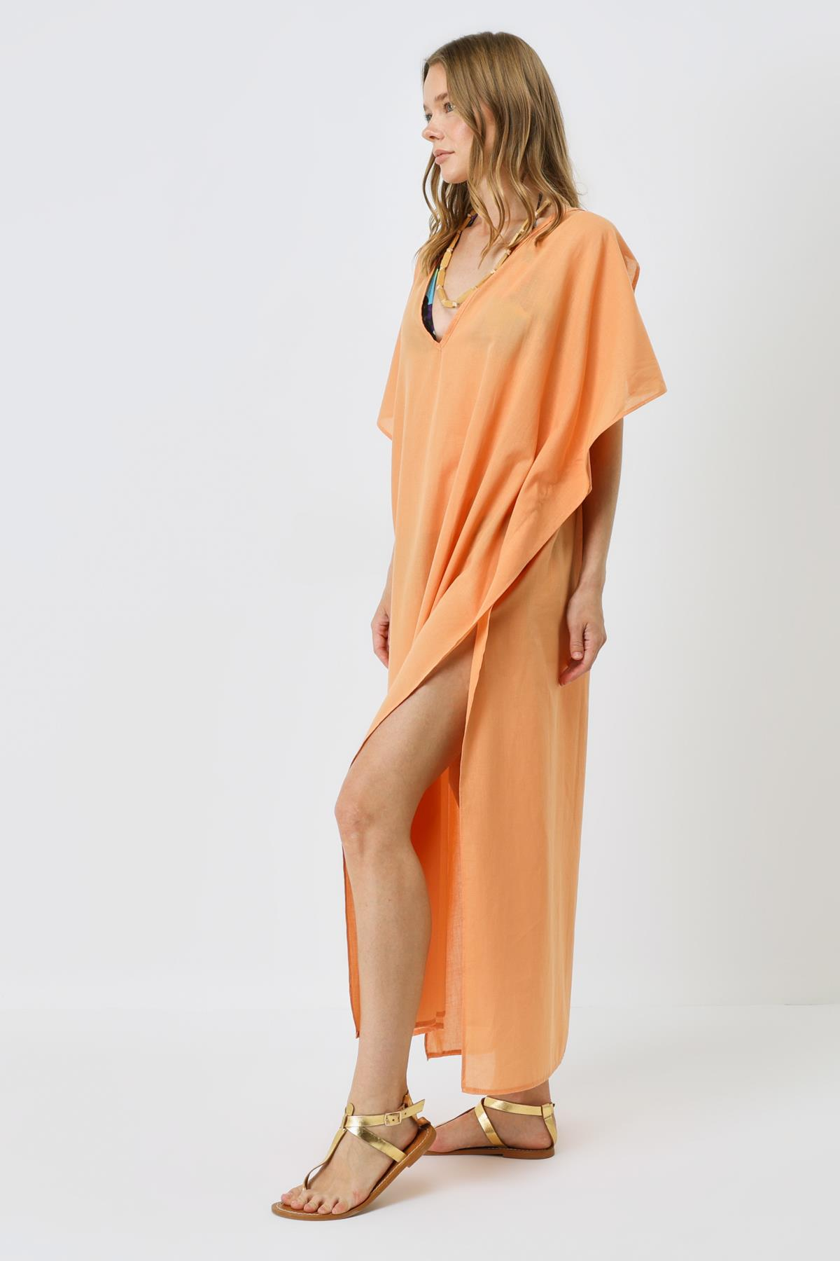 Büyük Beden Pareo Plaj Elbisesi 22330 Kavun İçi