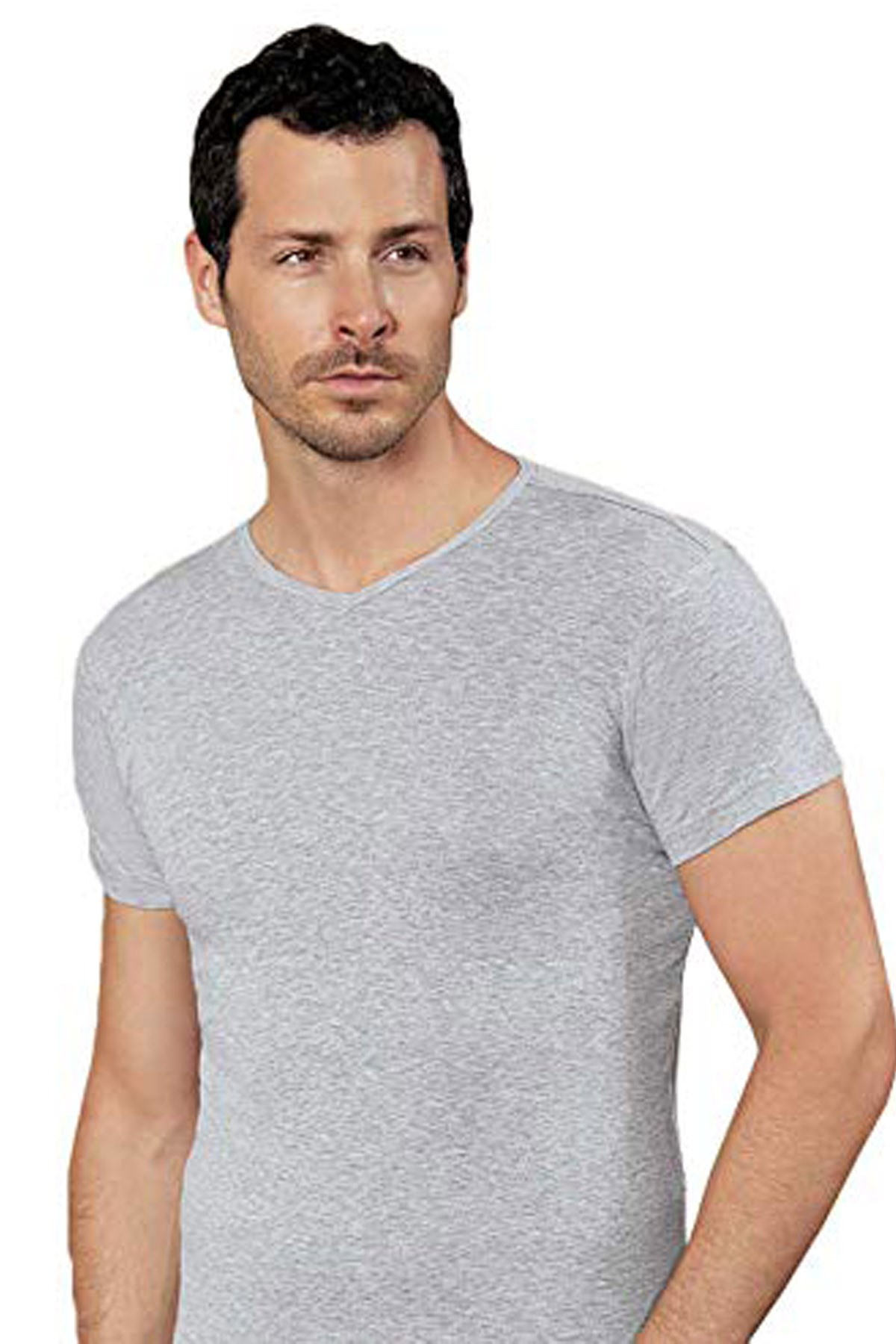 Camasircity 111 Erkek Likra T-Shirt Gri Melanj