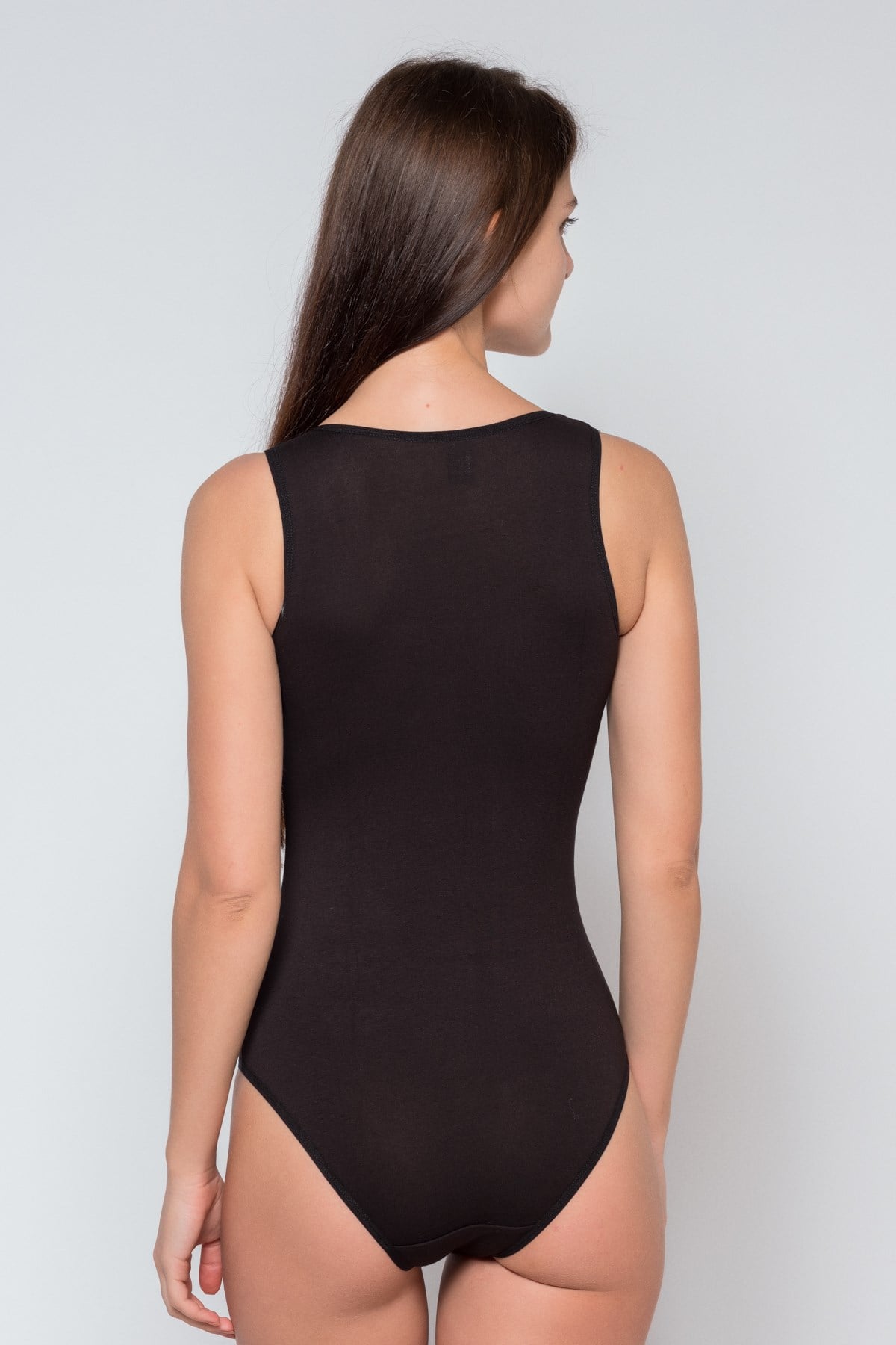 Camasircity 302 Geniş Askı Çıtçıtlı Body Siyah