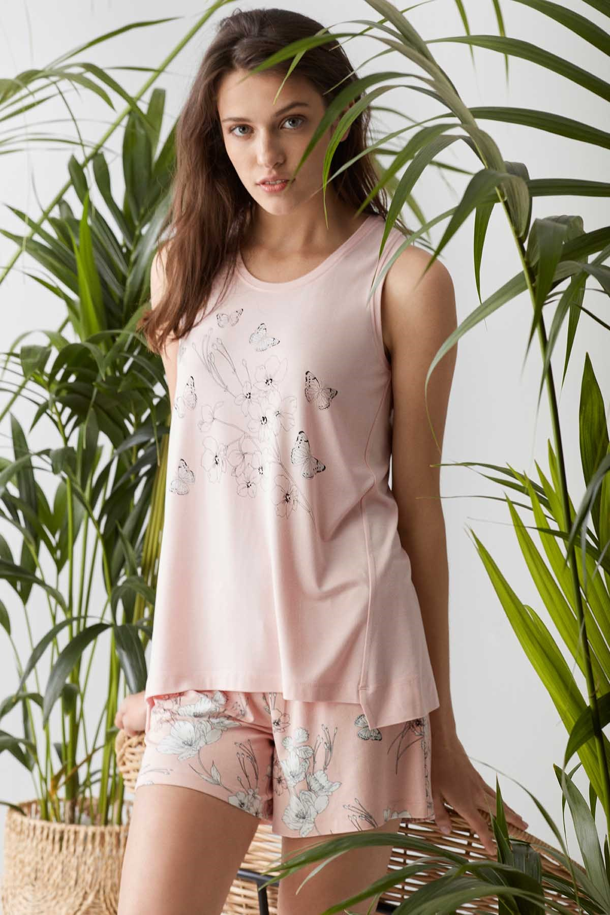 Catherines 1401 Kadın Şort Pijama Takım Somon