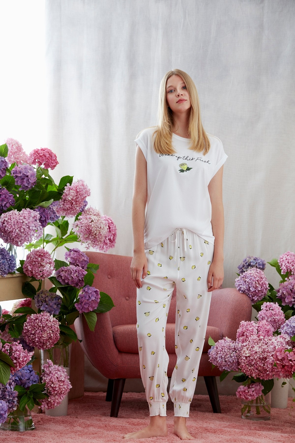 Catherines 1600 Kadın Pijama Takım Beyaz
