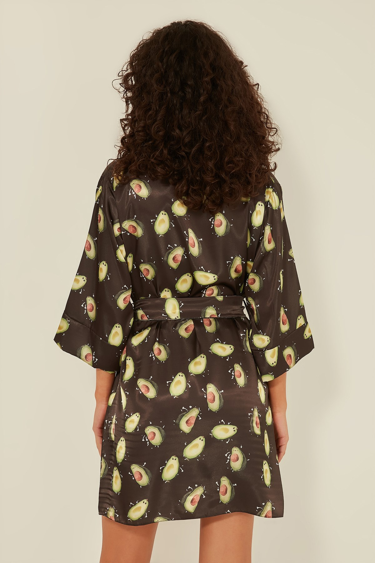 C&City 046 Kadın Desenli Saten Şortlu 3 lü Pijama Takım K-09