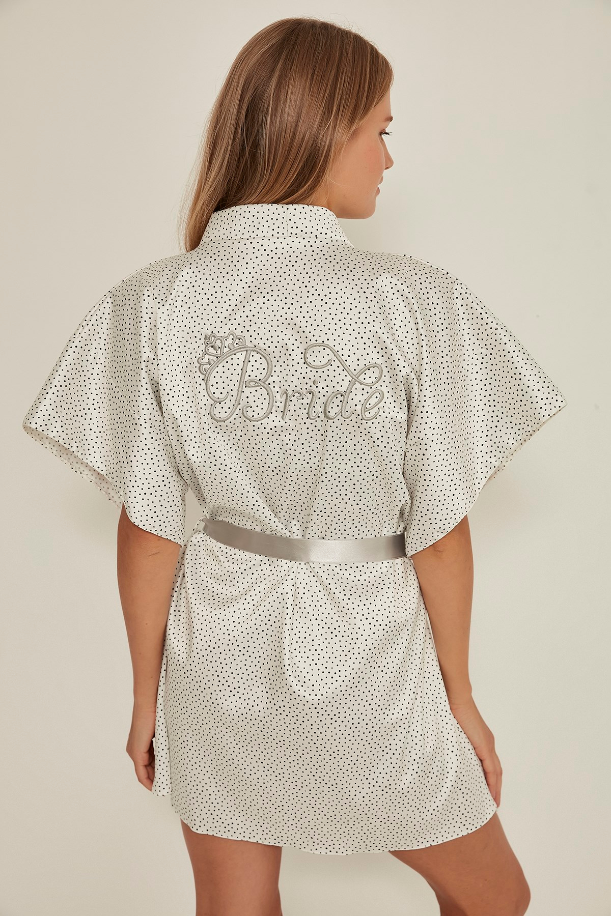 C&City 054 Kadın Bride Nakışlı Puanlı Saten Sabahlık Çok Renkli