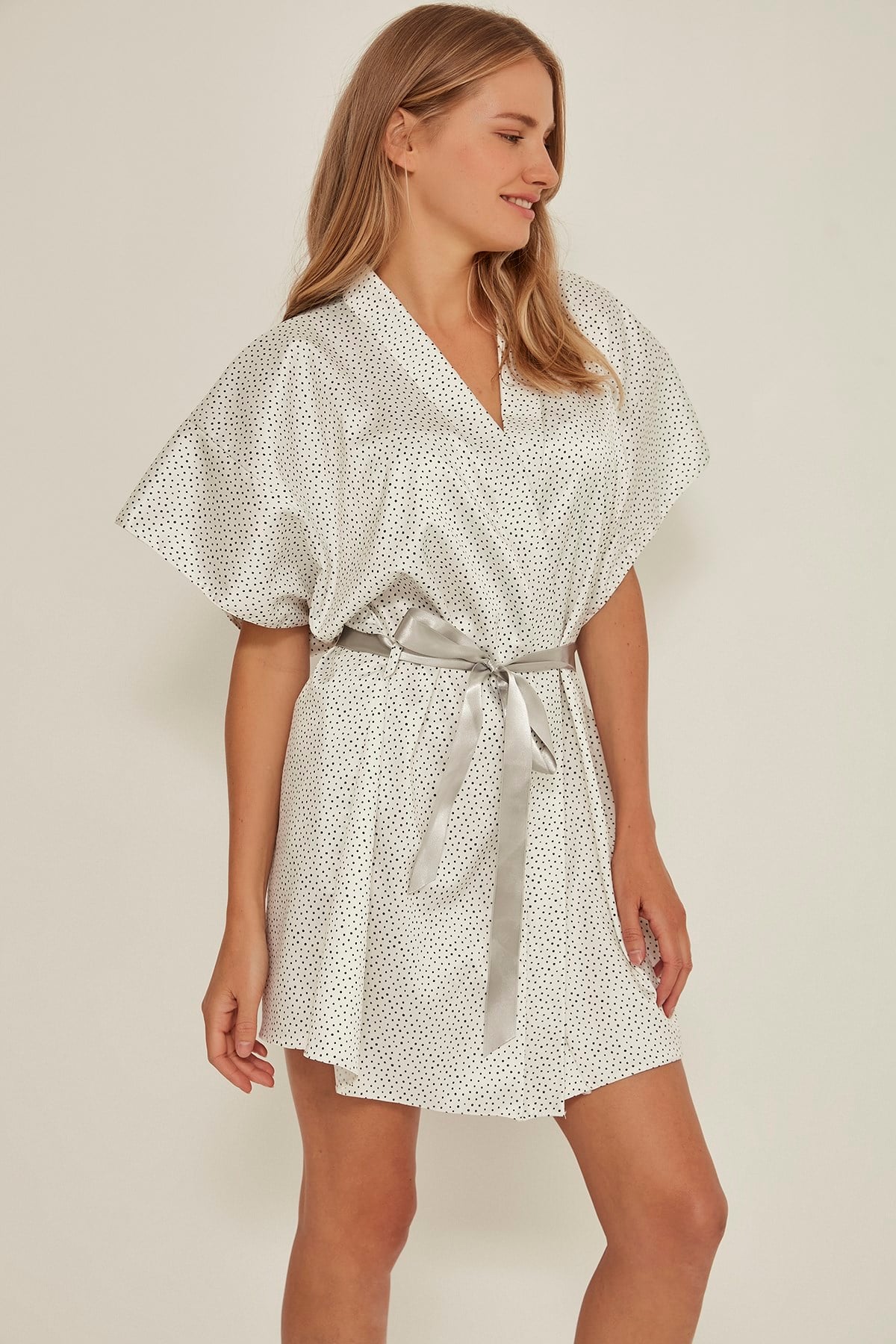 C&City 054 Kadın Bride Nakışlı Puanlı Saten Sabahlık Çok Renkli