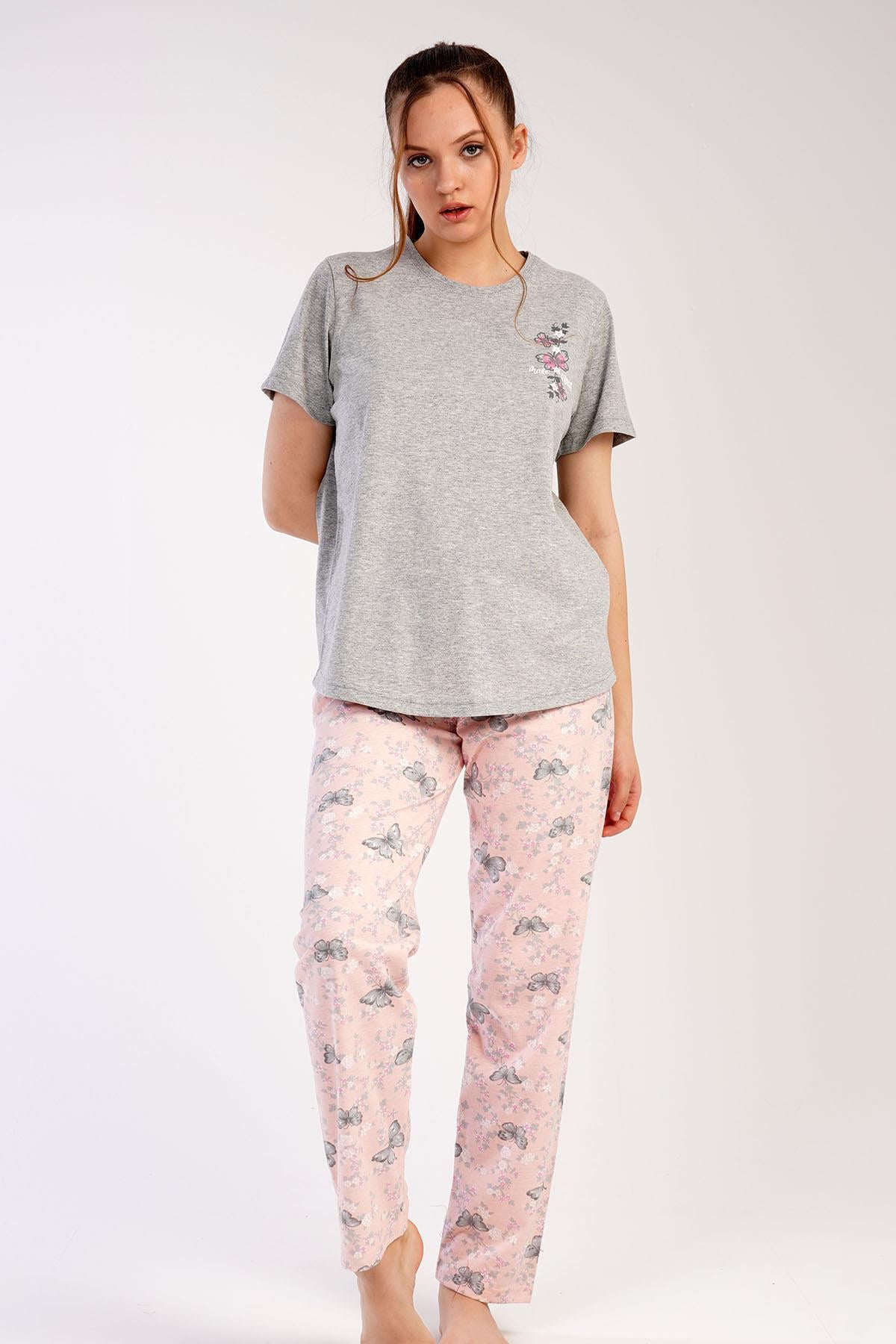 C&City 2023 Kısa Kol Pijama Takım Gri-441014
