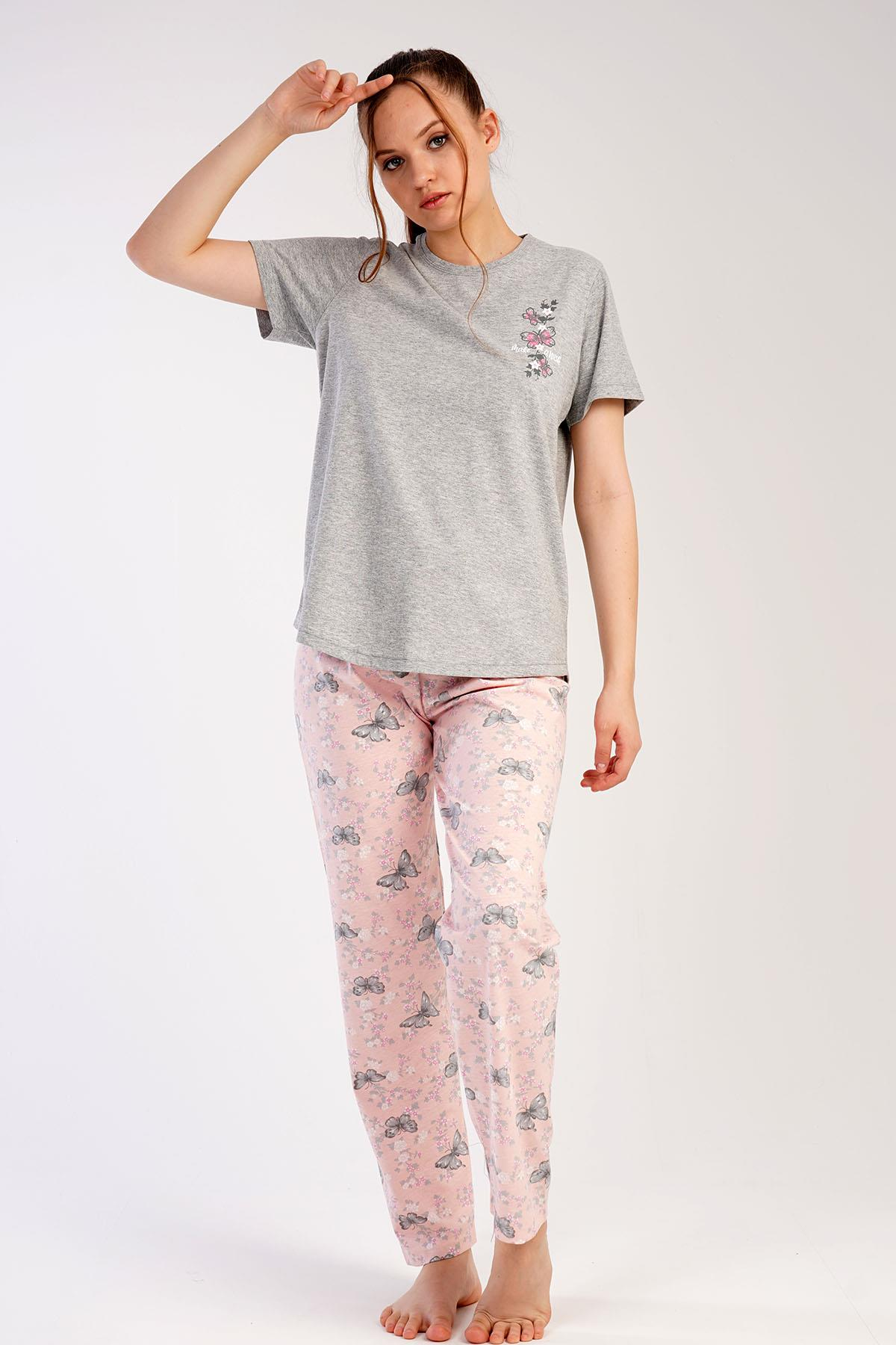 C&City 2023 Kısa Kol Pijama Takım Gri-441014