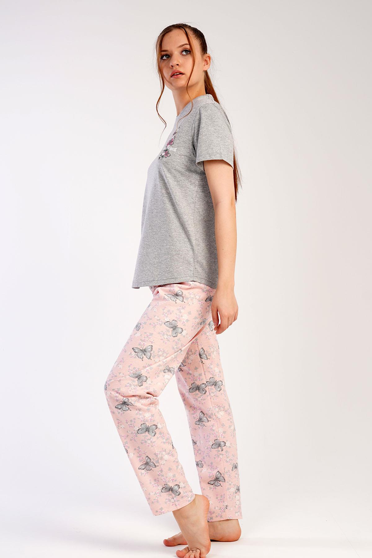 C&City 2023 Kısa Kol Pijama Takım Gri-441014
