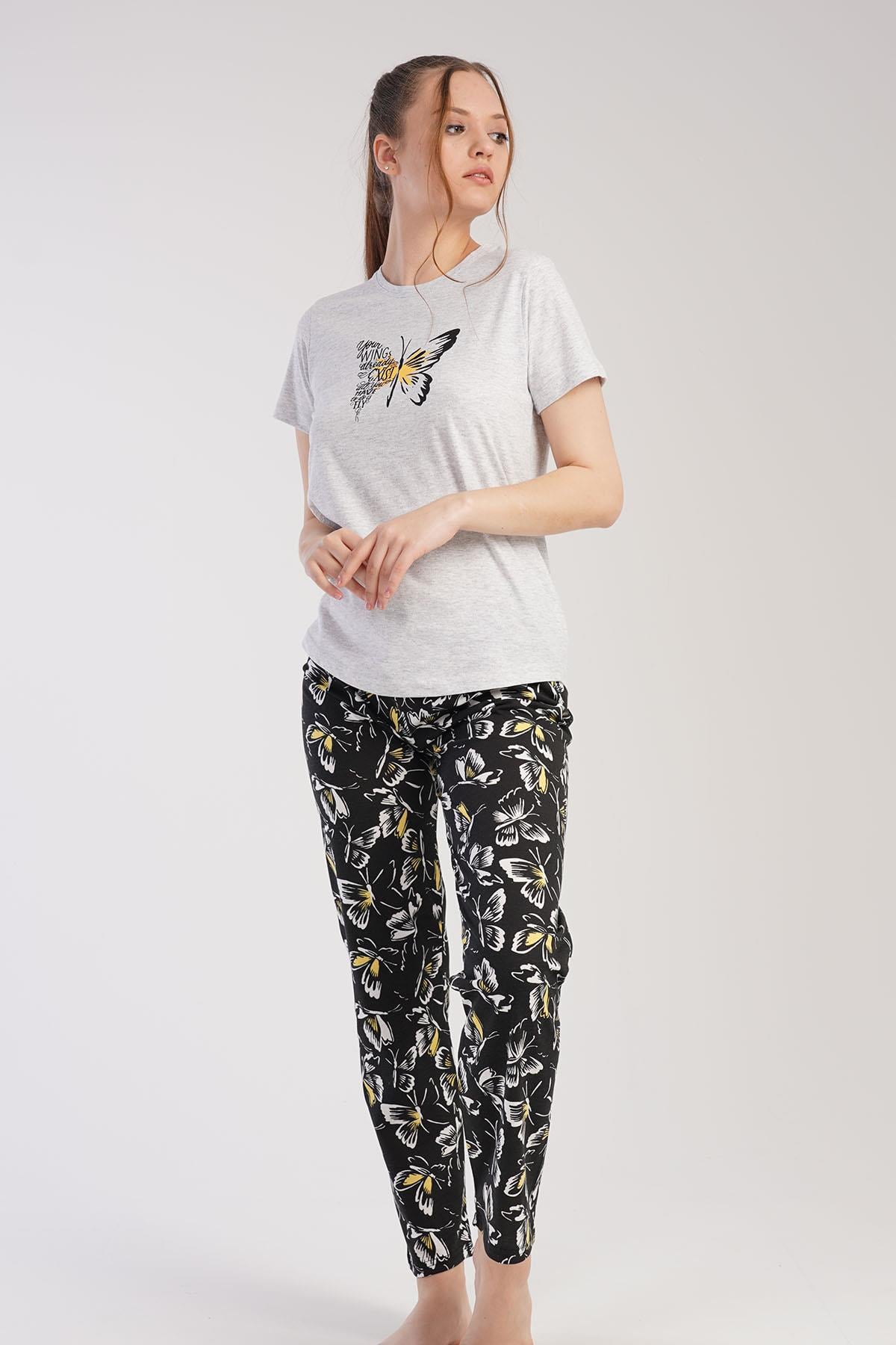 C&City 2023 Kısa Kol Pijama Takım Kar Melanj-441030