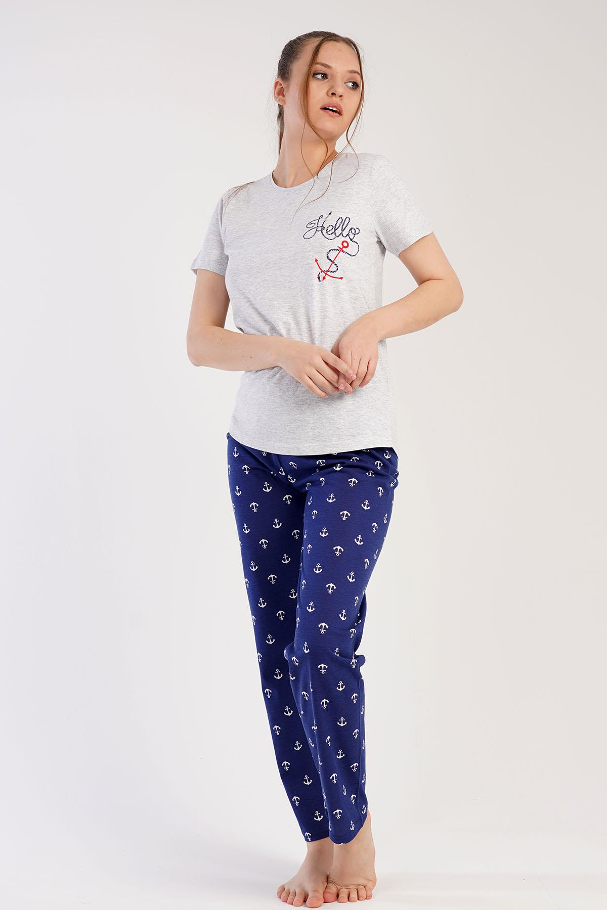 C&City 2023 Kısa Kol Pijama Takım Kar Melanj-441024