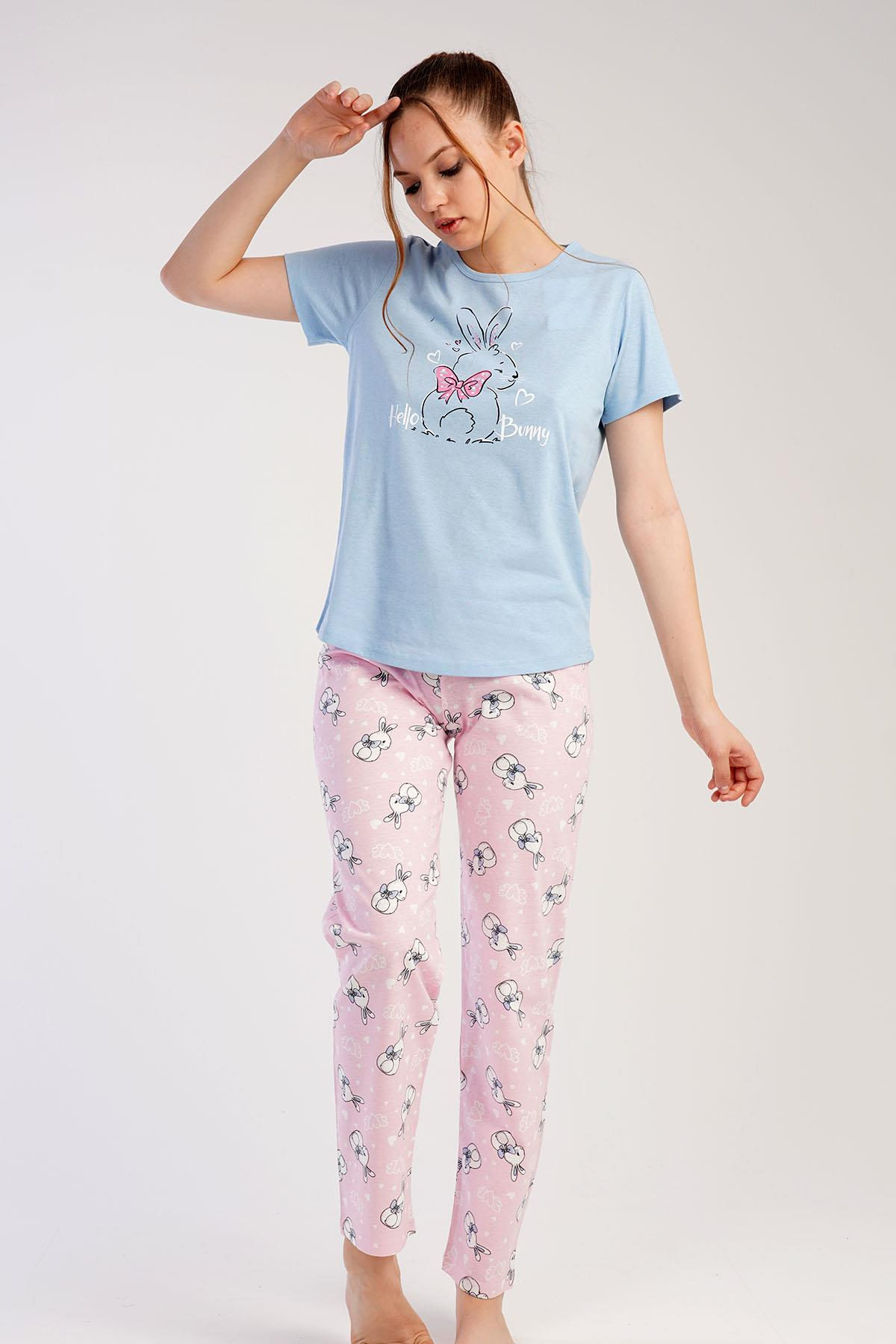 C&City 2023 Kısa Kol Pijama Takım Mavi-441003
