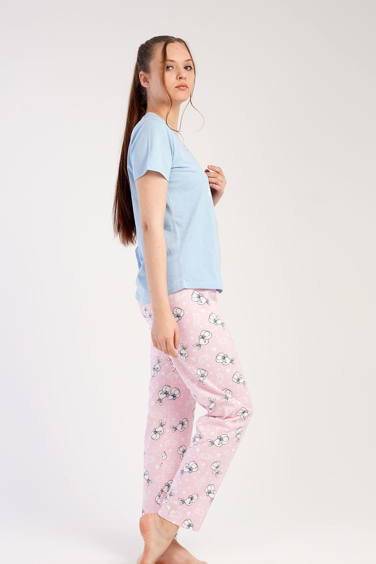 C&City 2023 Kısa Kol Pijama Takım Mavi-441003
