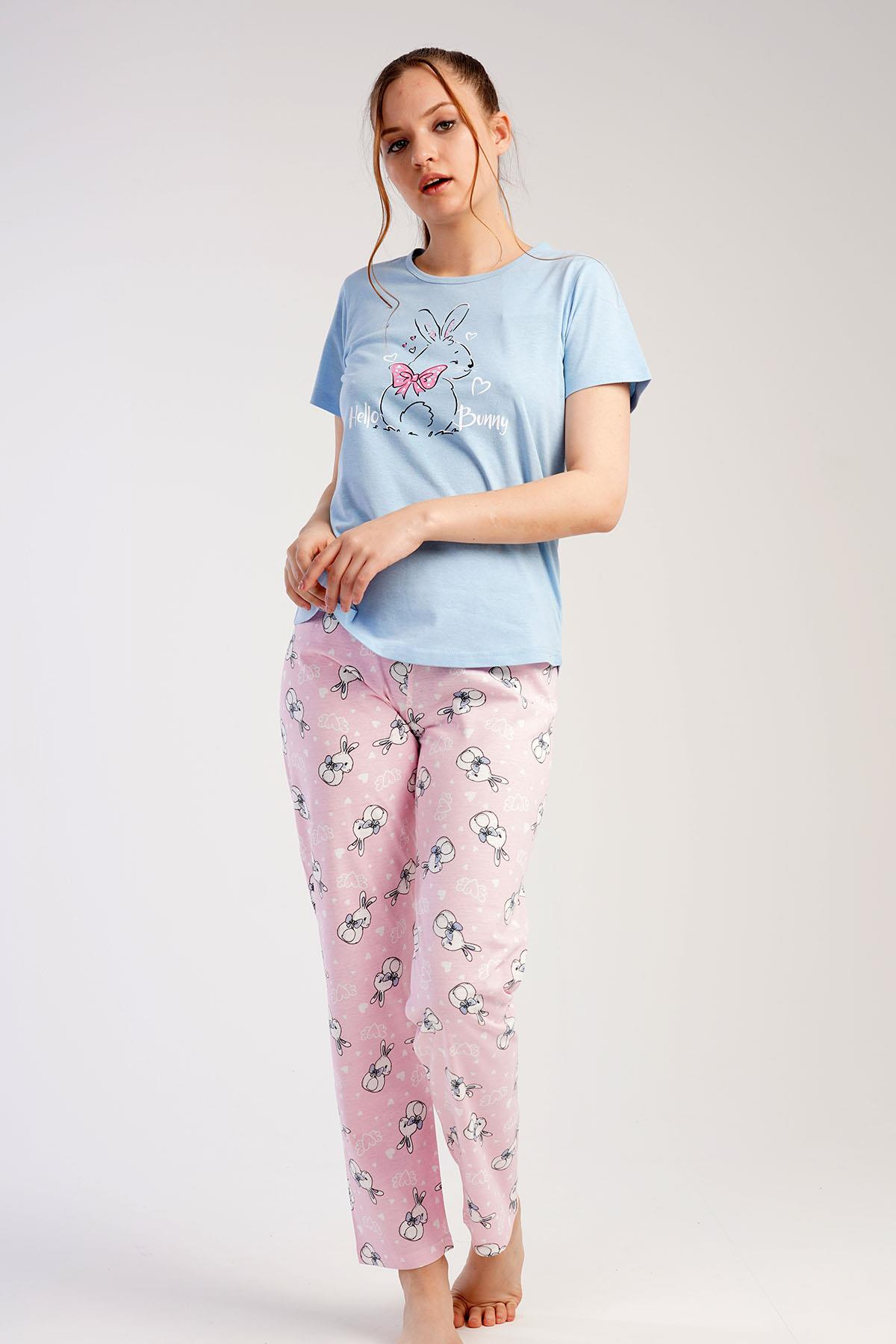 C&City 2023 Kısa Kol Pijama Takım Mavi-441003