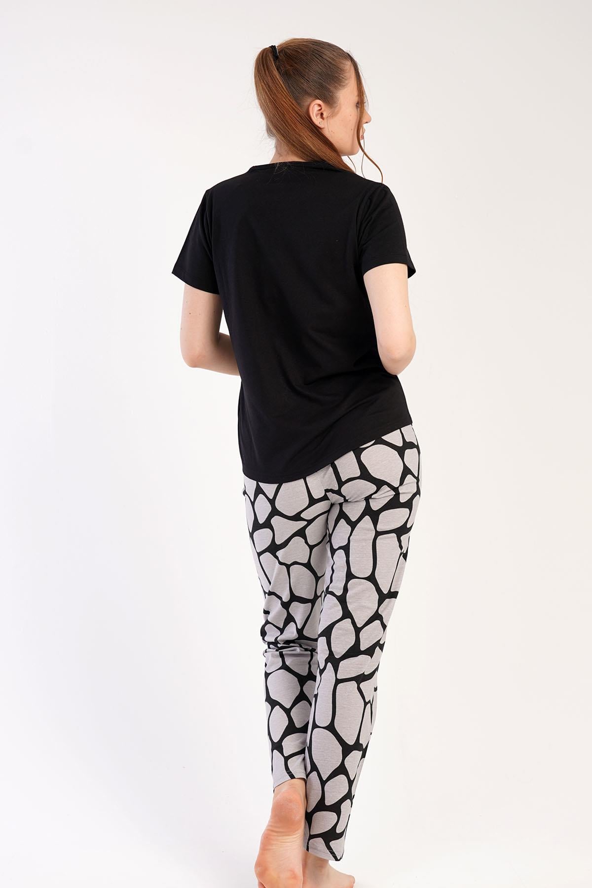C&City 2023 Kısa Kol Pijama Takım Siyah-441007