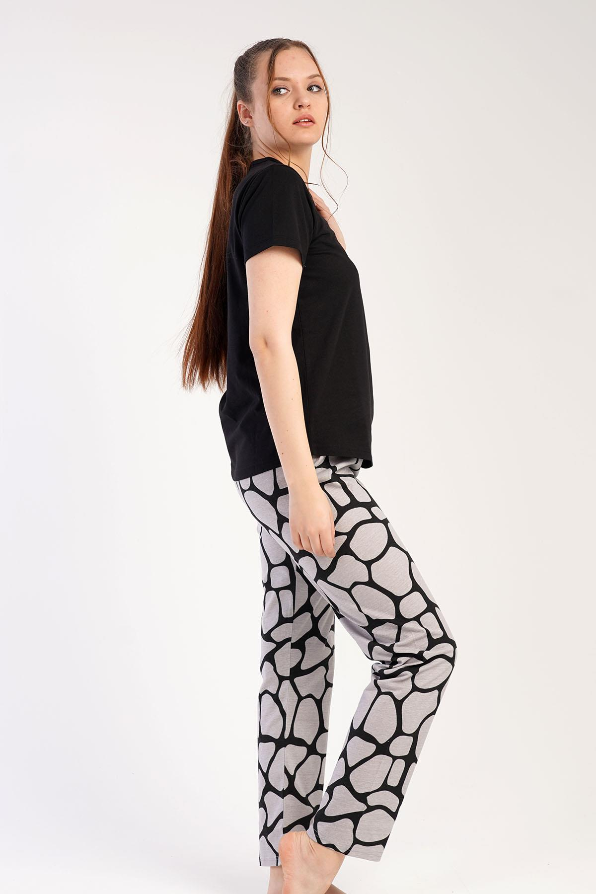 C&City 2023 Kısa Kol Pijama Takım Siyah-441007