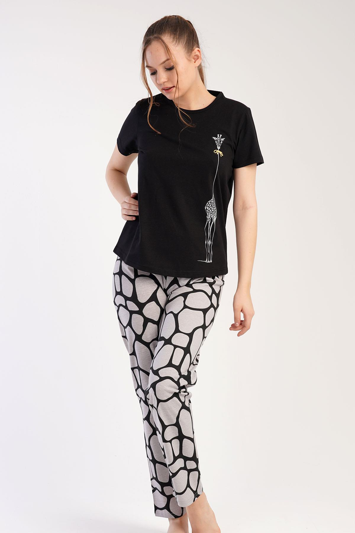 C&City 2023 Kısa Kol Pijama Takım Siyah-441007
