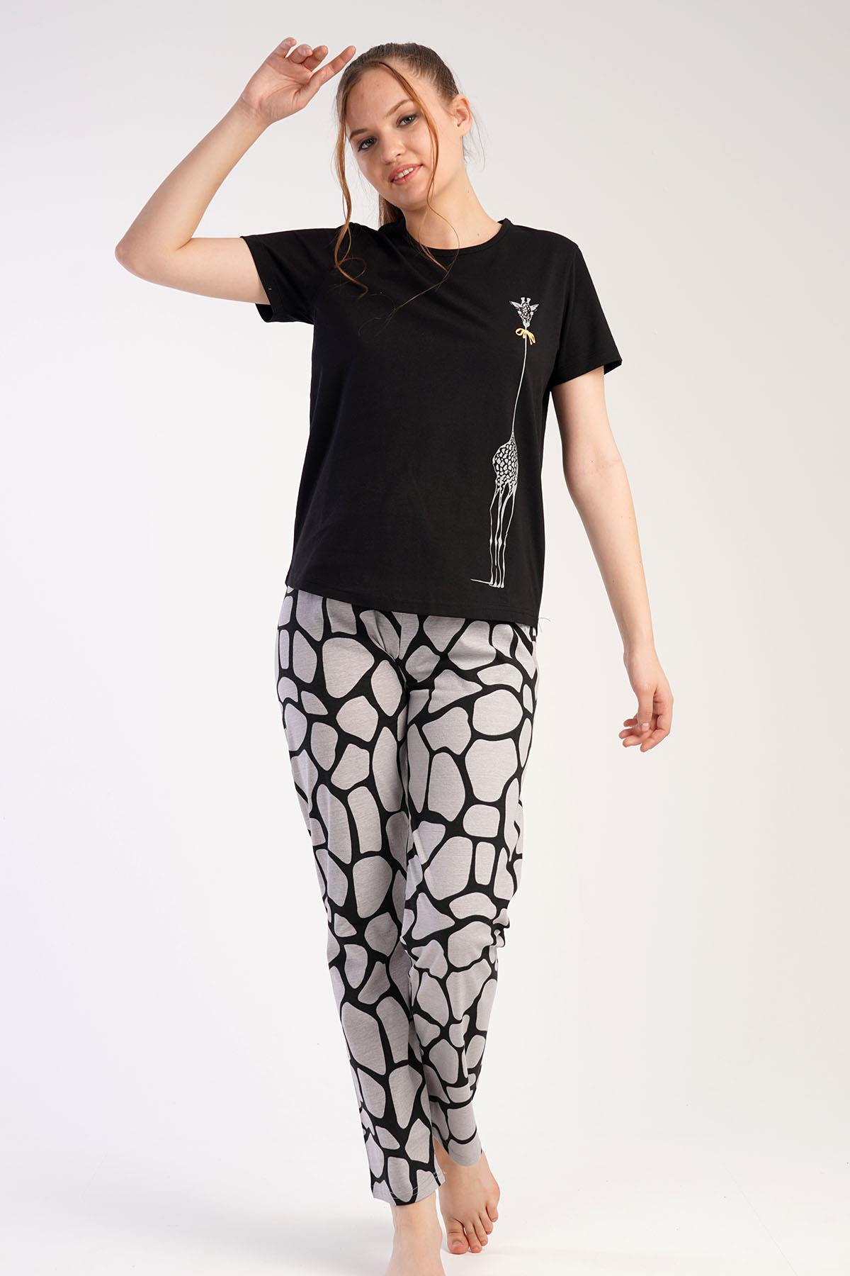C&City 2023 Kısa Kol Pijama Takım Siyah-441007