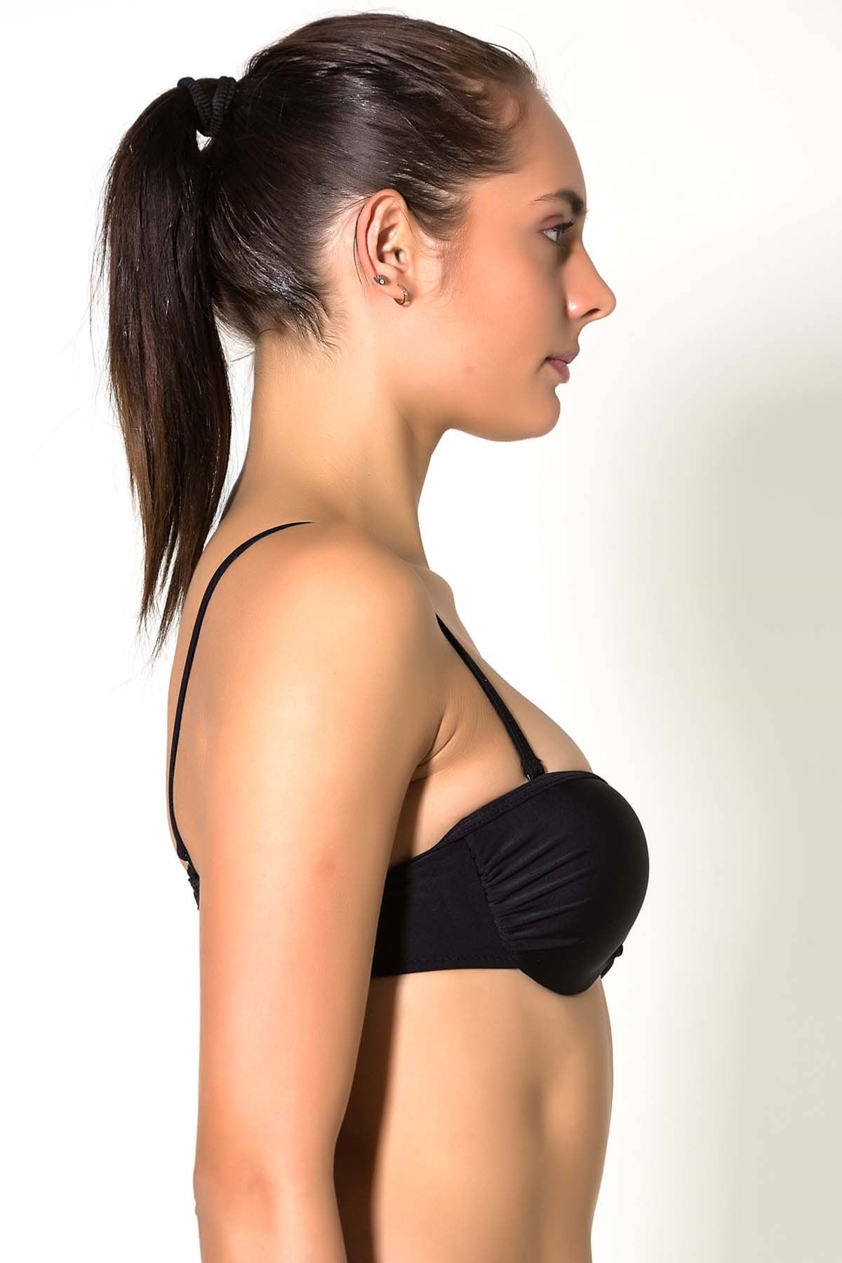 C&City 2810 Straplez Kaplı Bikini Üstü Siyah