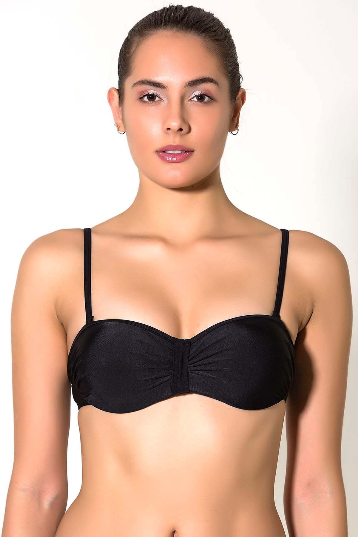 C&City 2810 Straplez Kaplı Bikini Üstü Siyah