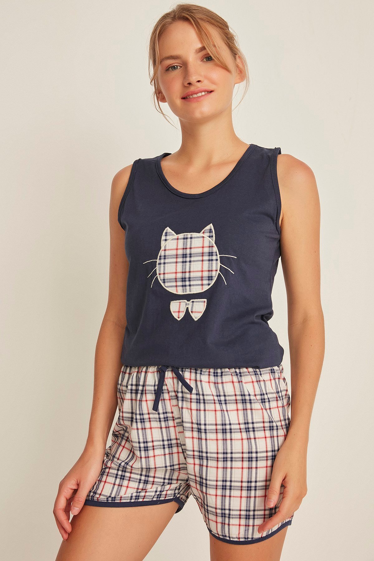 C&City 4526 Kadın Şortlu Pijama Takım Lacivert