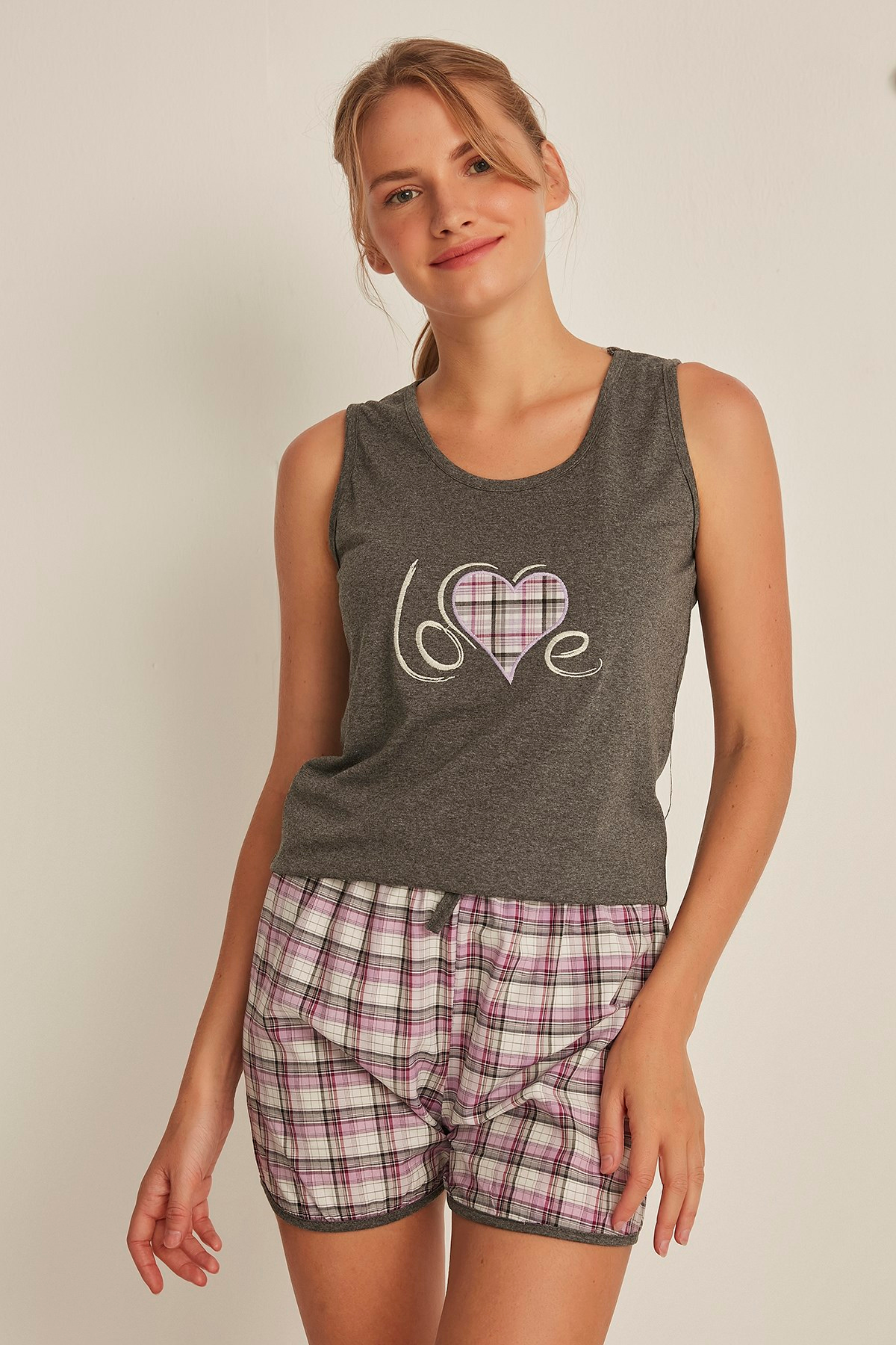 C&City 4531 Kadın Şortlu Pijama Takım Antrasit