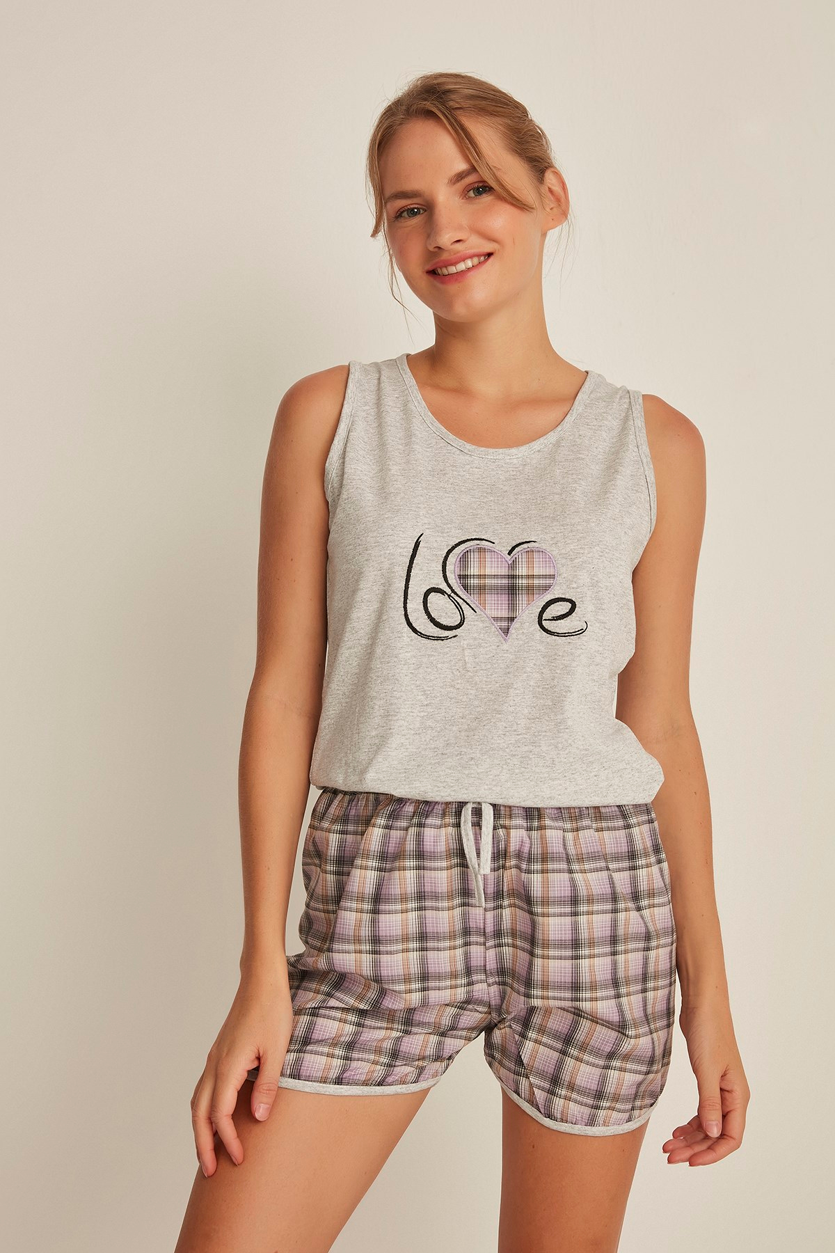 C&City 4531 Kadın Şortlu Pijama Takım Gri