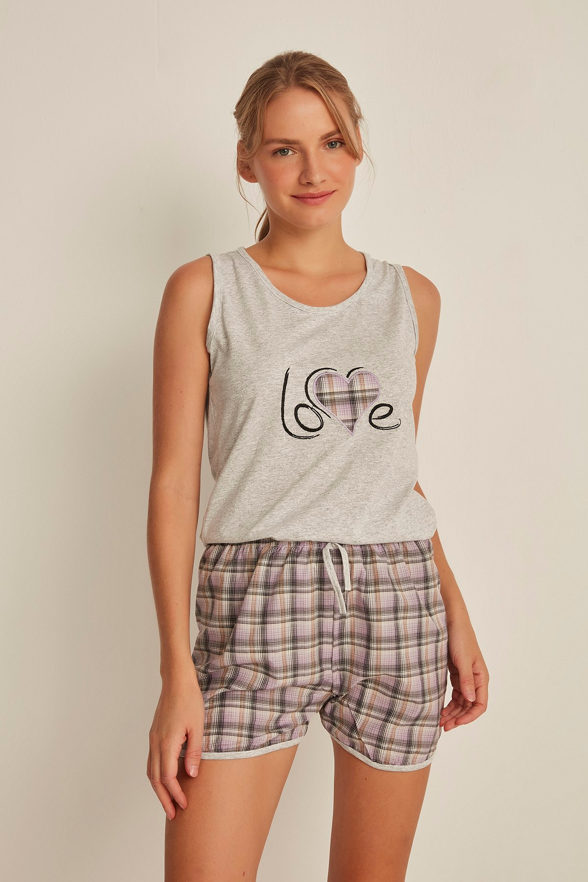 C&City 4531 Kadın Şortlu Pijama Takım Gri