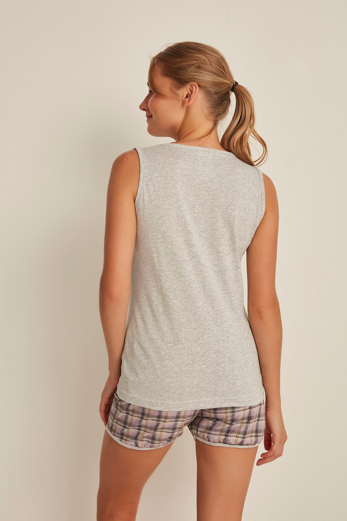 C&City 4531 Kadın Şortlu Pijama Takım Gri