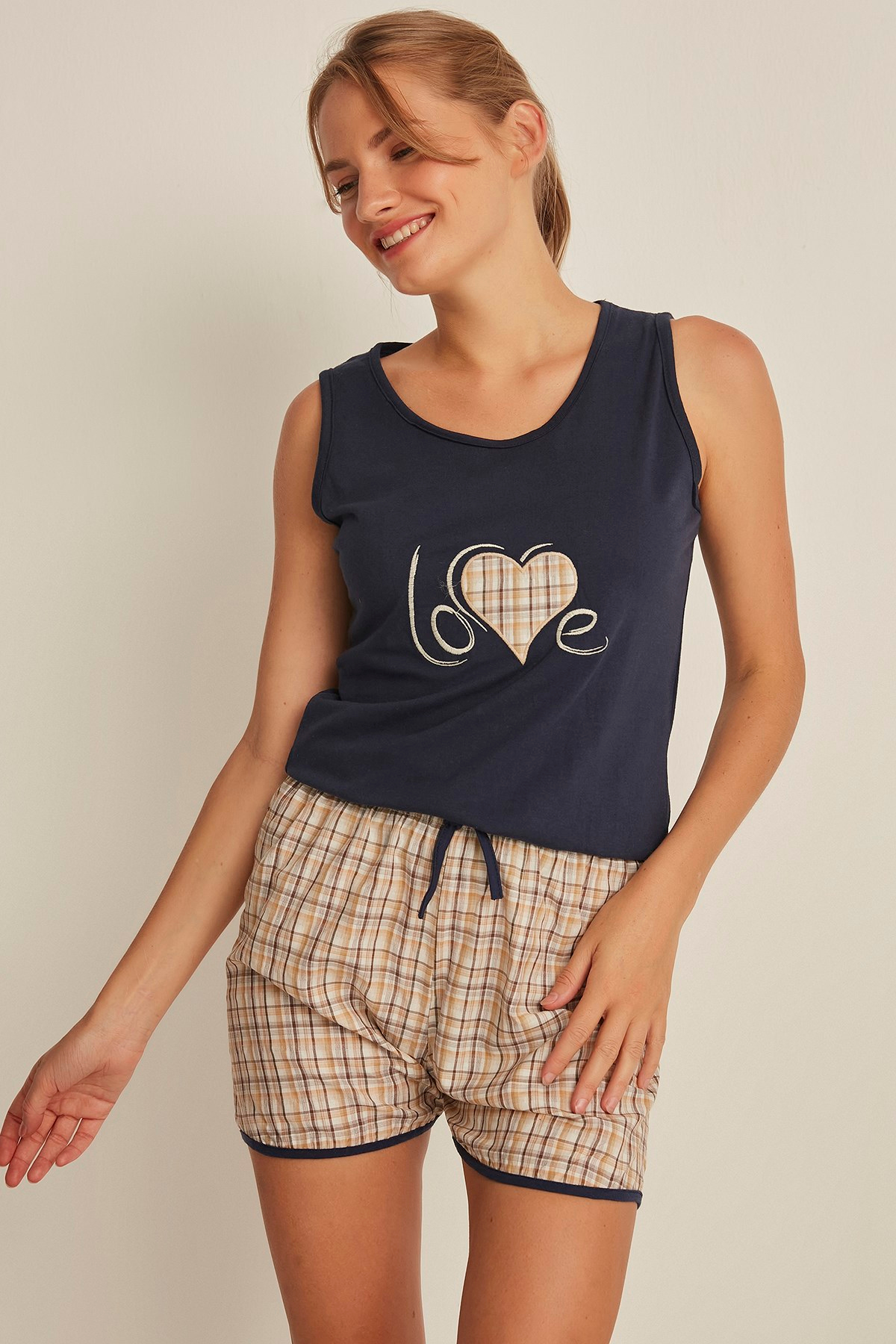 C&City 4531 Kadın Şortlu Pijama Takım Lacivert