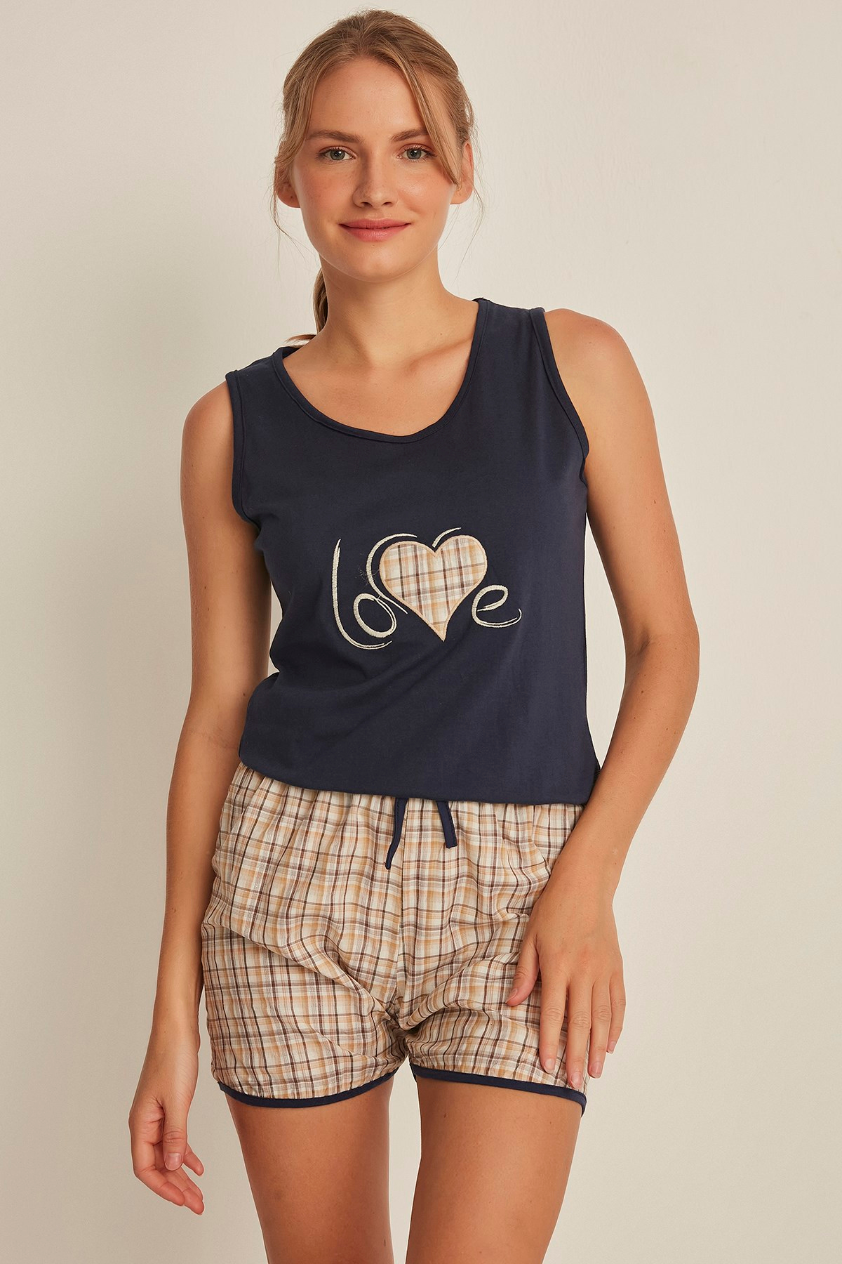 C&City 4531 Kadın Şortlu Pijama Takım Lacivert