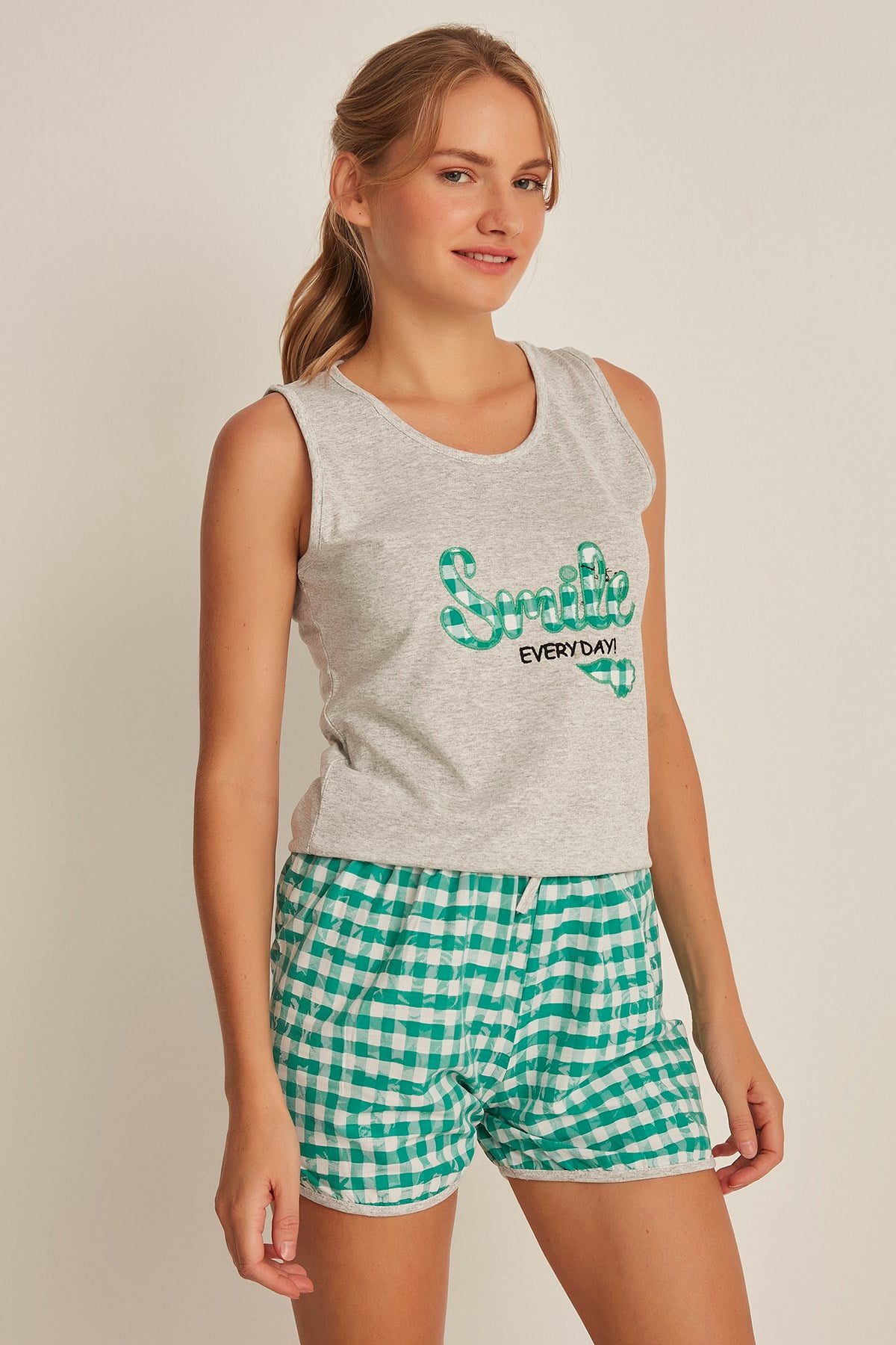 C&City 4536 Kadın Şortlu Pijama Takım Gri