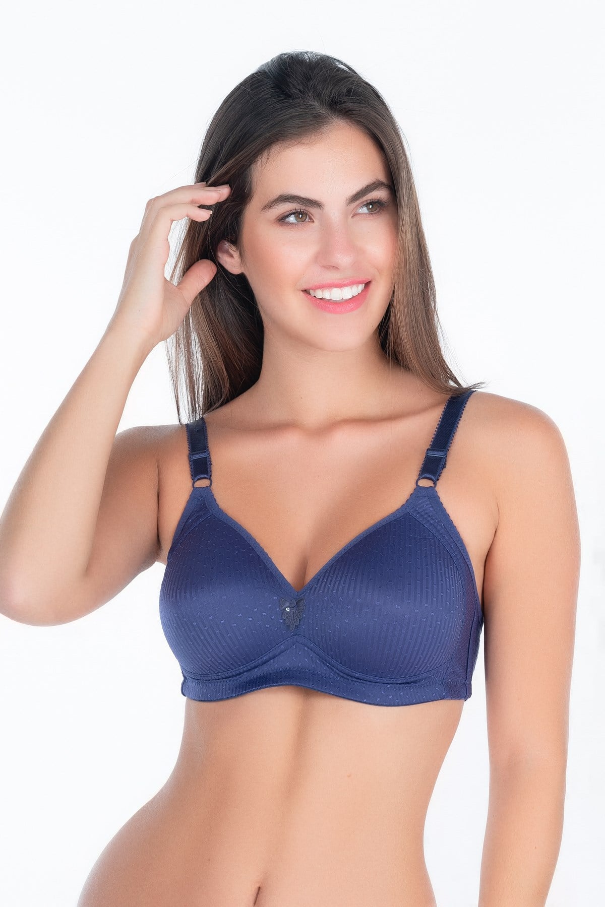 C&City 7043 Kadın Balensiz Desenli Toparlıyıcı Sütyen Lacivert