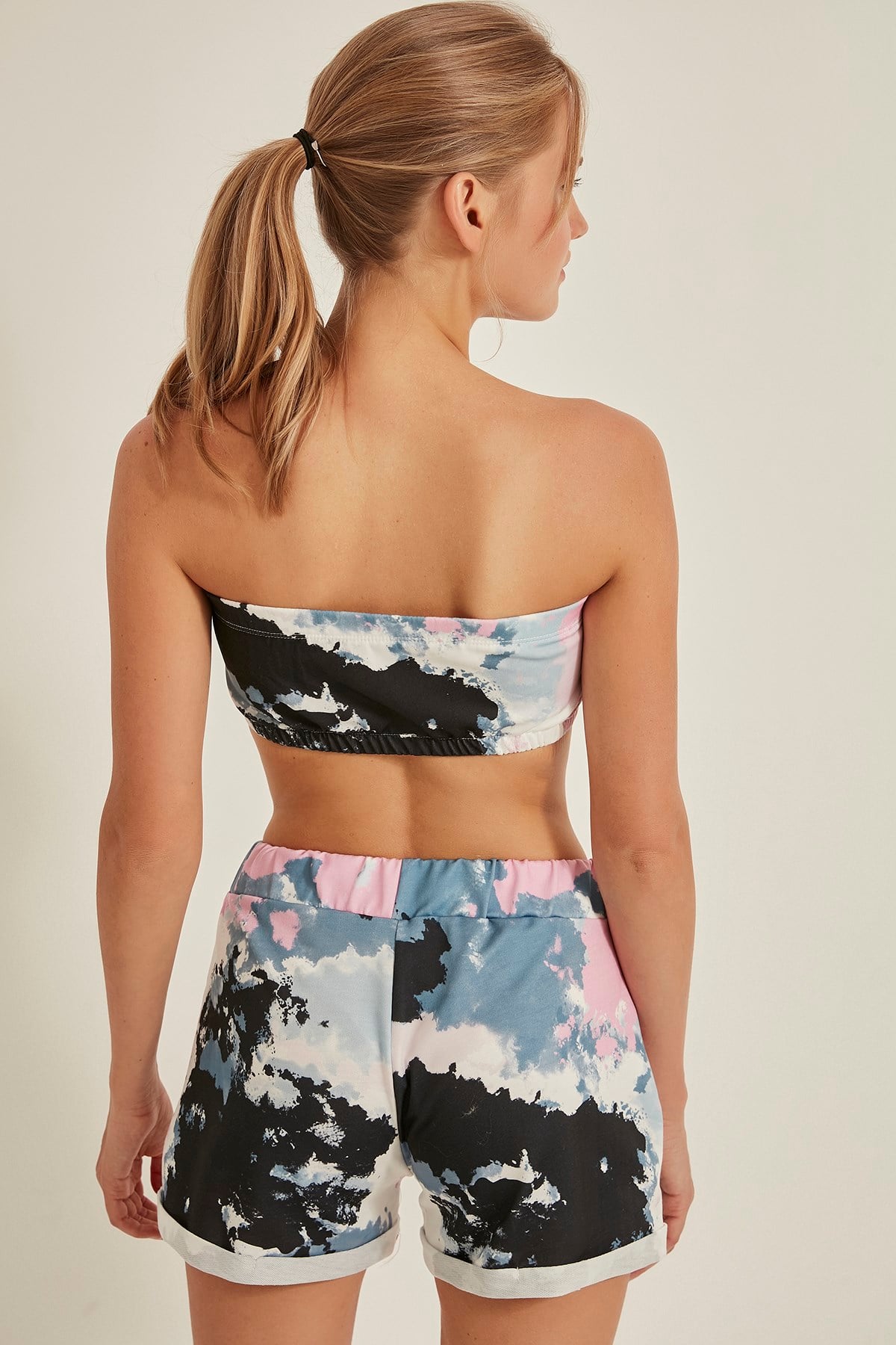 C&City 707 Kadın Askısız Straplez Batik Büstiyer Pembe/Siyah